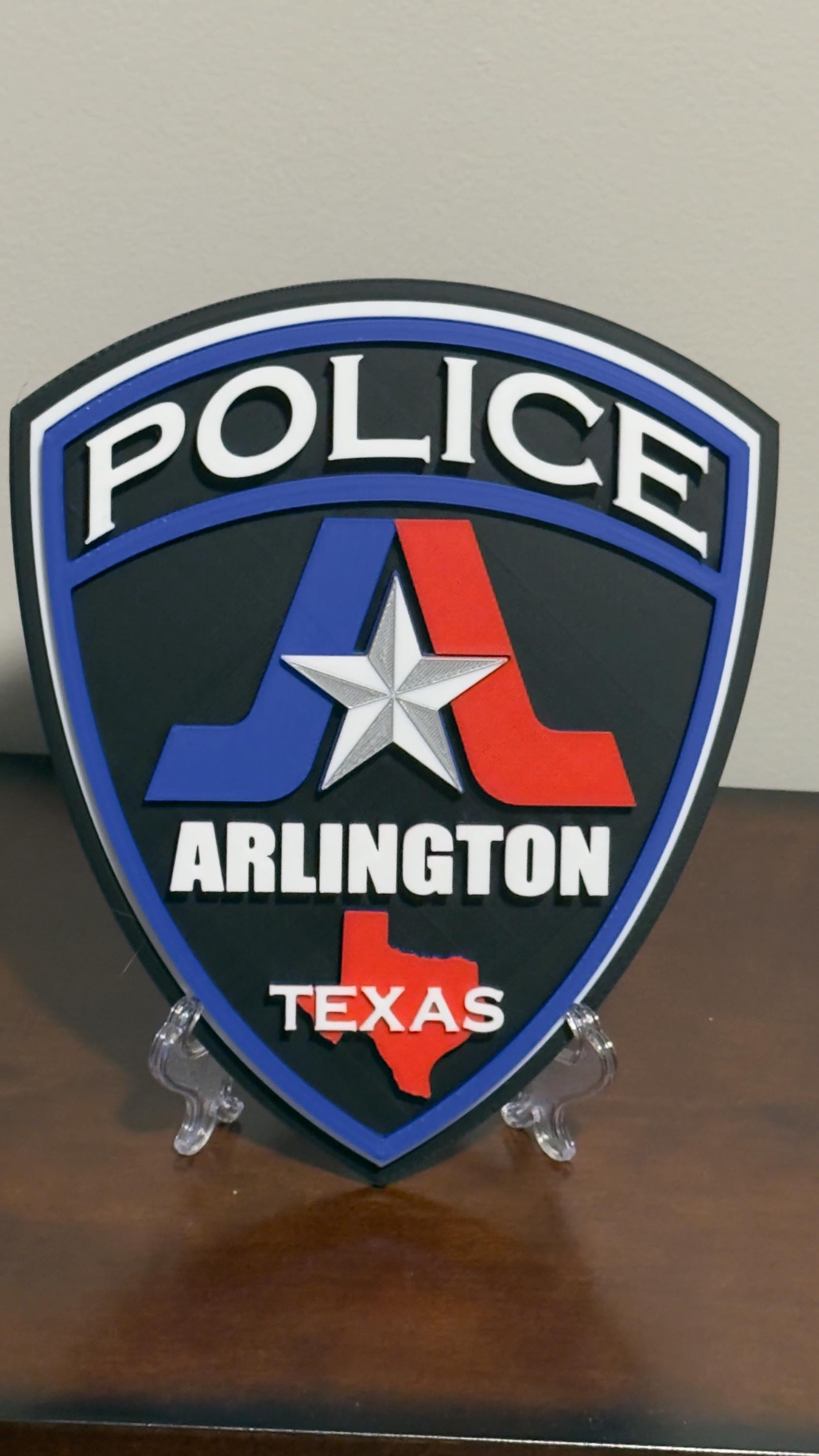 Police Wall Plaque: Arlington Texas 3D Embossed - First Responder Tribute