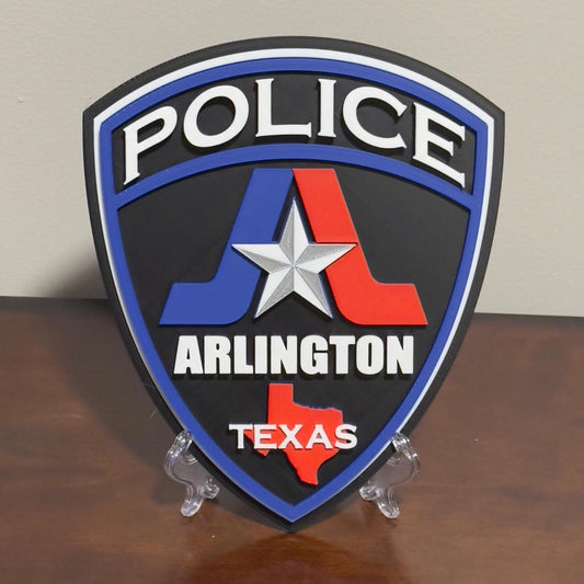 Police Wall Plaque: Arlington Texas 3D Embossed - First Responder Tribute