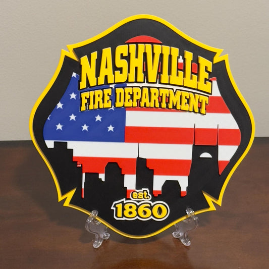 Nashville Fire Department 3D Embossed Plaque: First Responder Wall Art