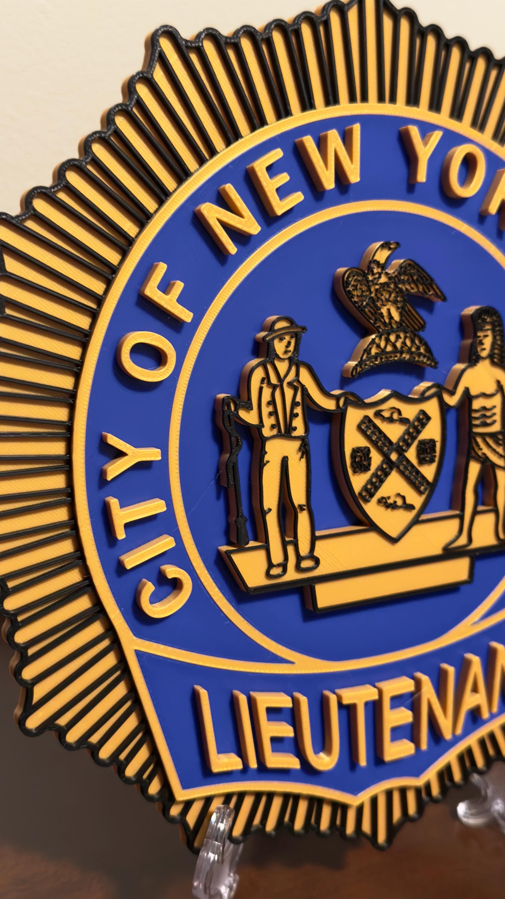 NYPD Lieutenant Shield: 3D Embossed NYC Police Plaque