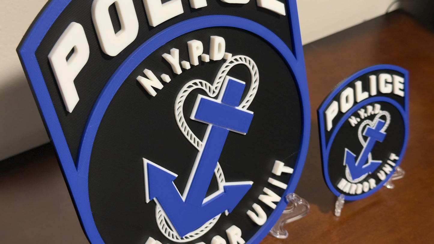 NYPD Harbor Unit 3D Display Plaque: NYC Police Wall Art Police Gift