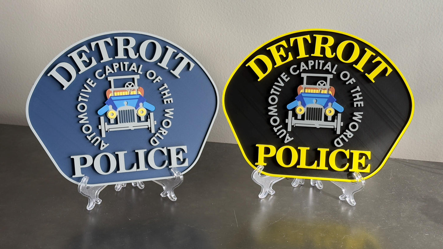 Detroit Police Department 3D Embossed Plaque: First Responder Wall Art Michigan