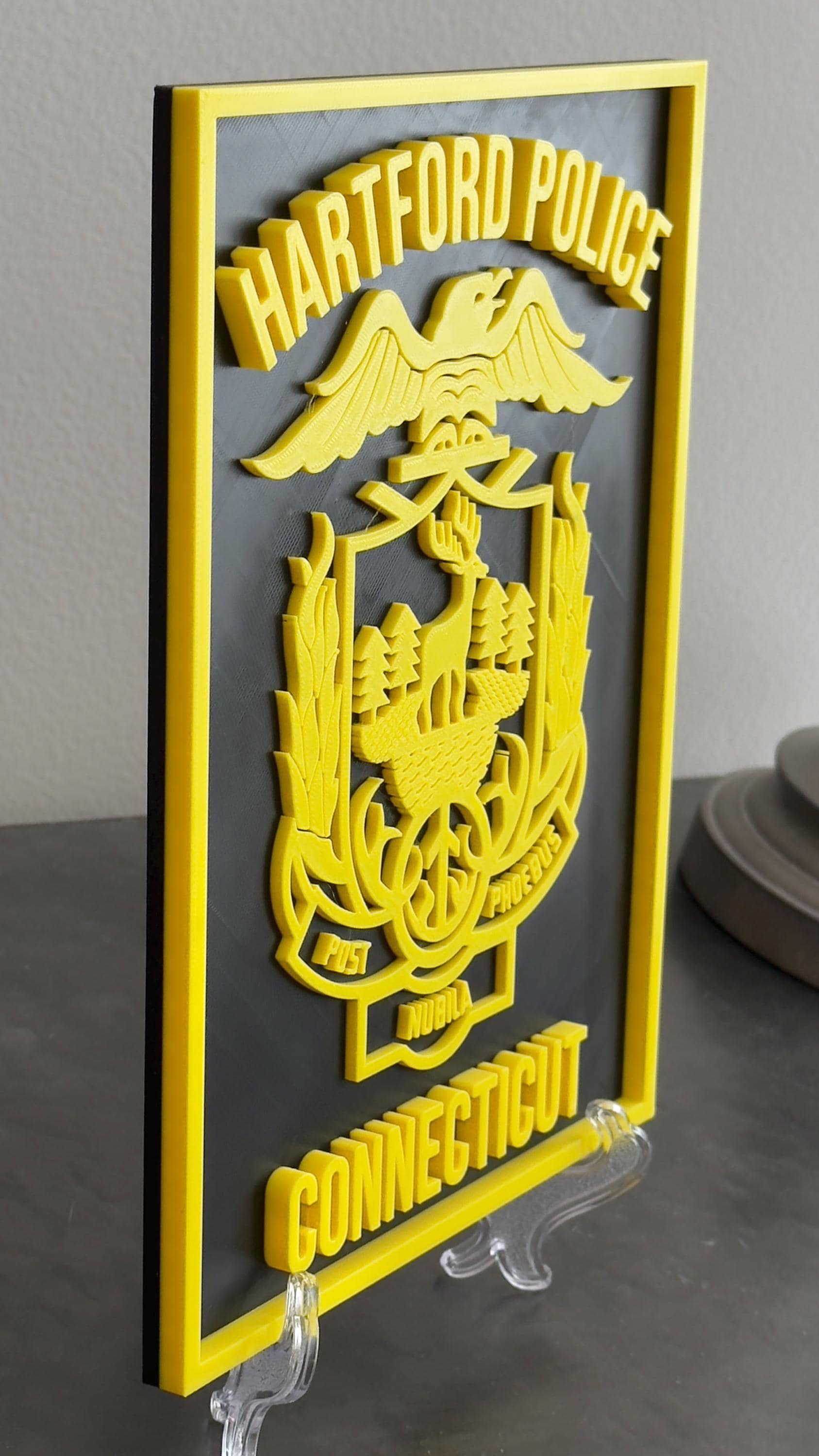 Hartford Police 3D Embossed Plaque: First Responder Wall Art CT Connecticut