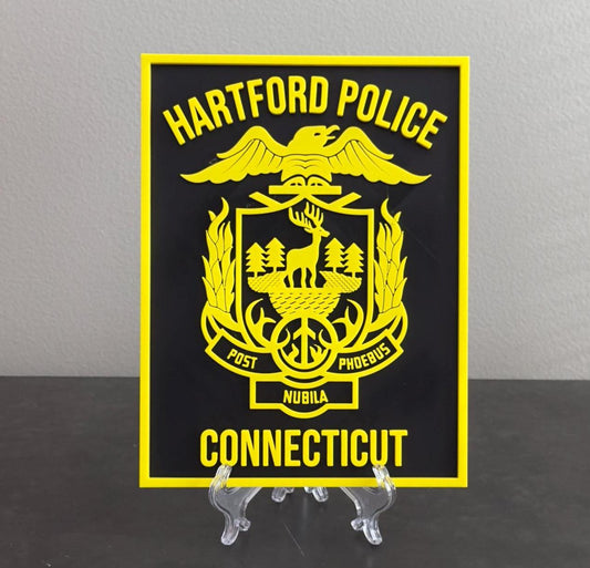 Hartford Police 3D Embossed Plaque: First Responder Wall Art CT Connecticut