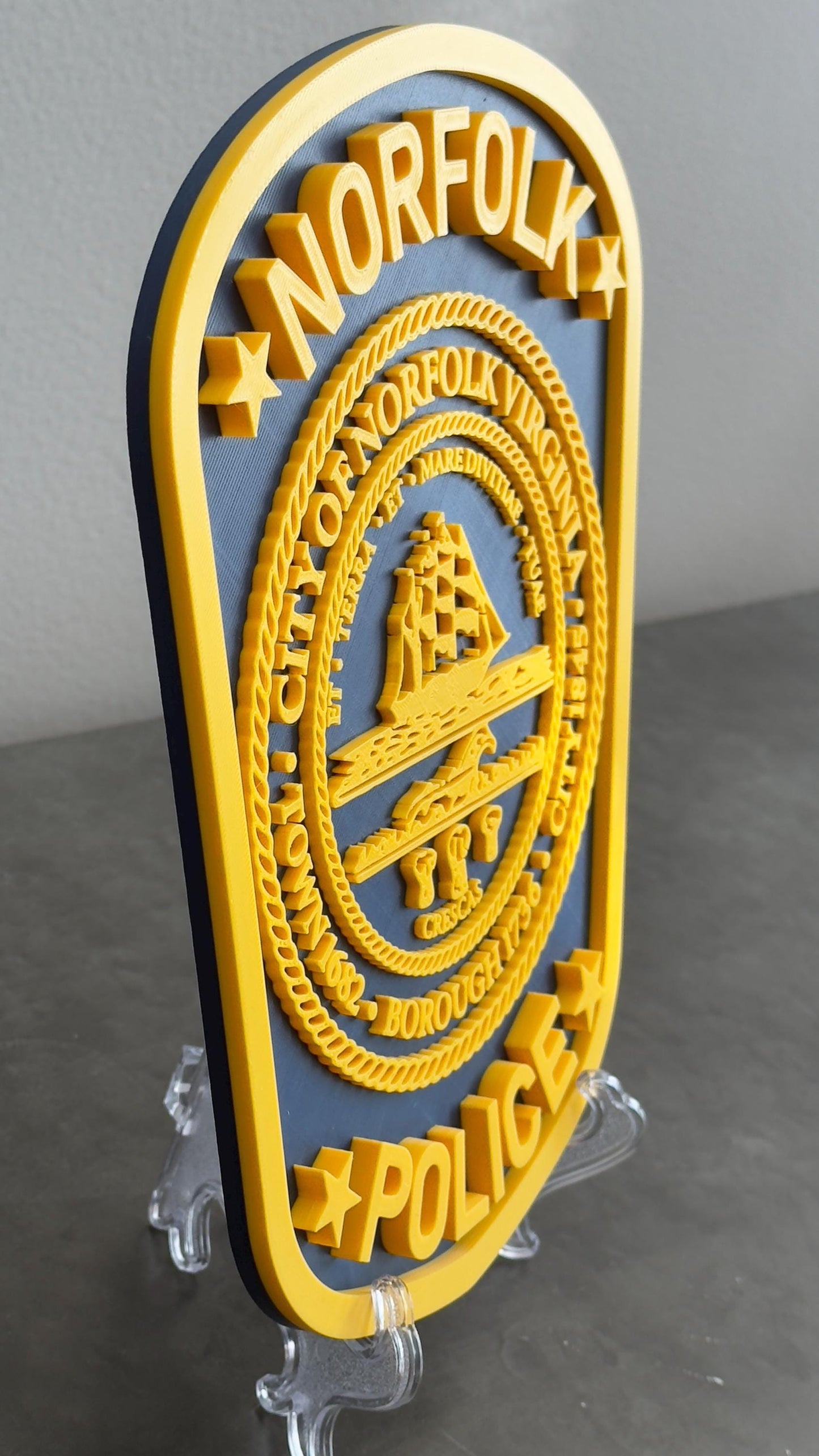 Norfolk Police Department 3D Embossed Plaque - Virginia First Responder Wall Art Virginia