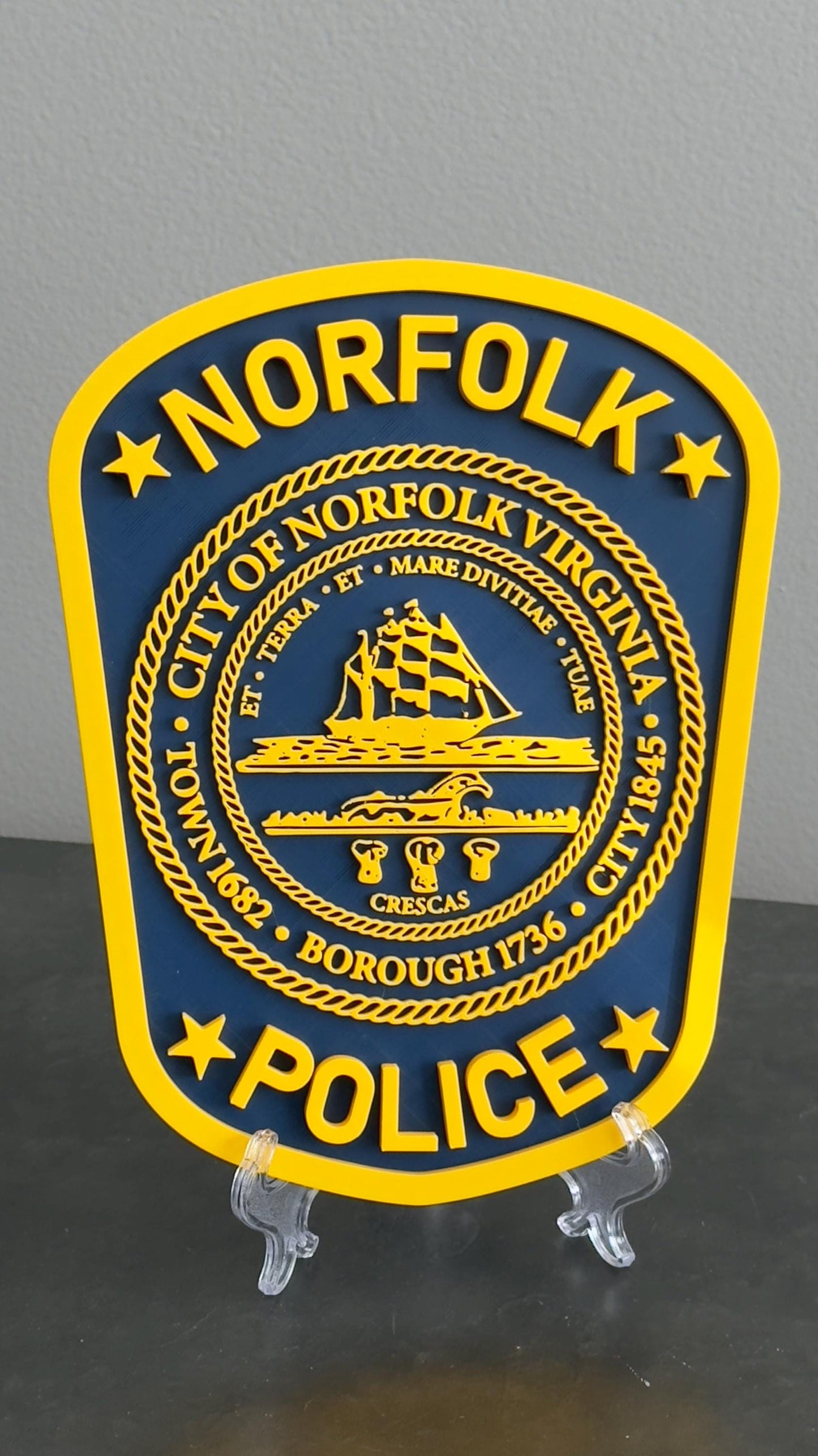 Norfolk Police Department 3D Embossed Plaque - Virginia First Responder Wall Art Virginia