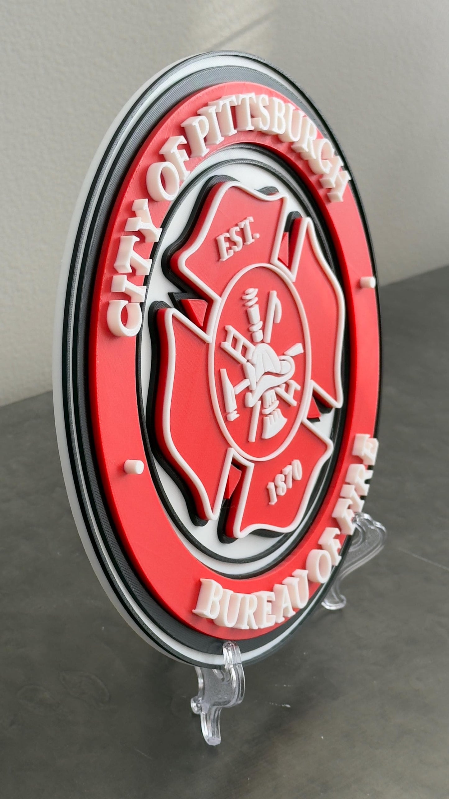 Pittsburgh Fire Department 3D Embossed Plaque: First Responder Wall Art Pennsylvania