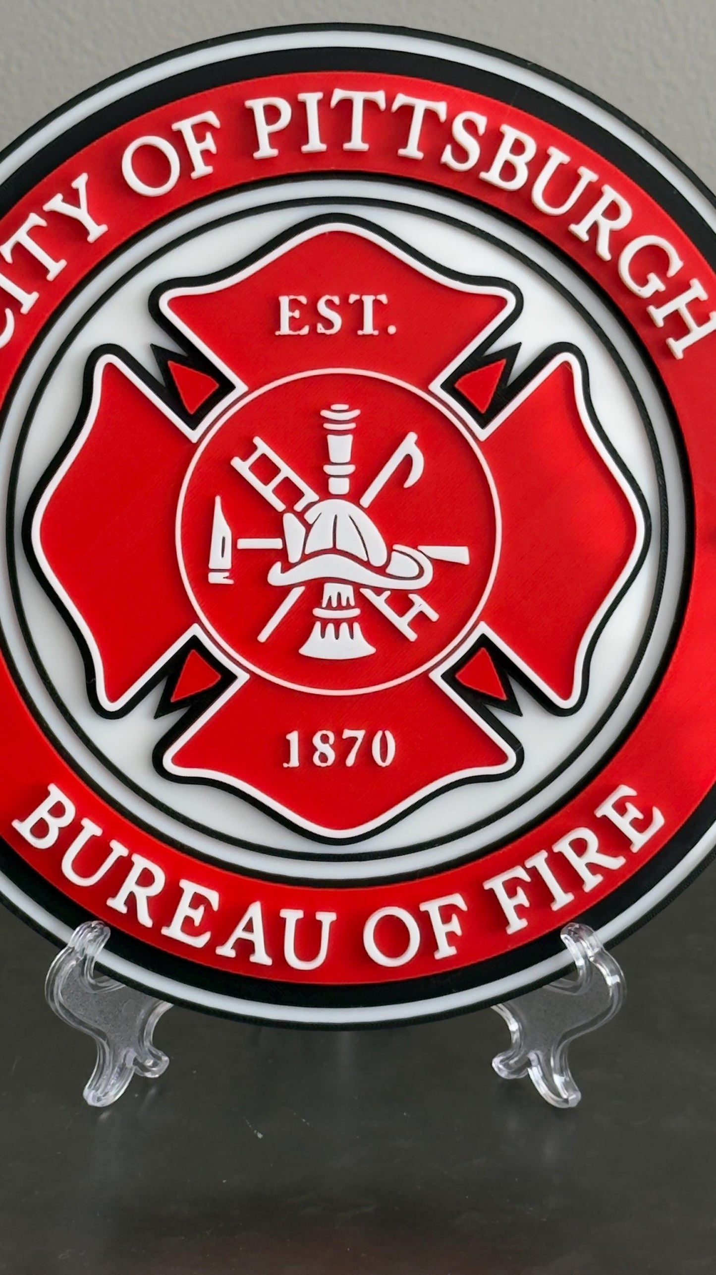 Pittsburgh Fire Department 3D Embossed Plaque: First Responder Wall Art Pennsylvania