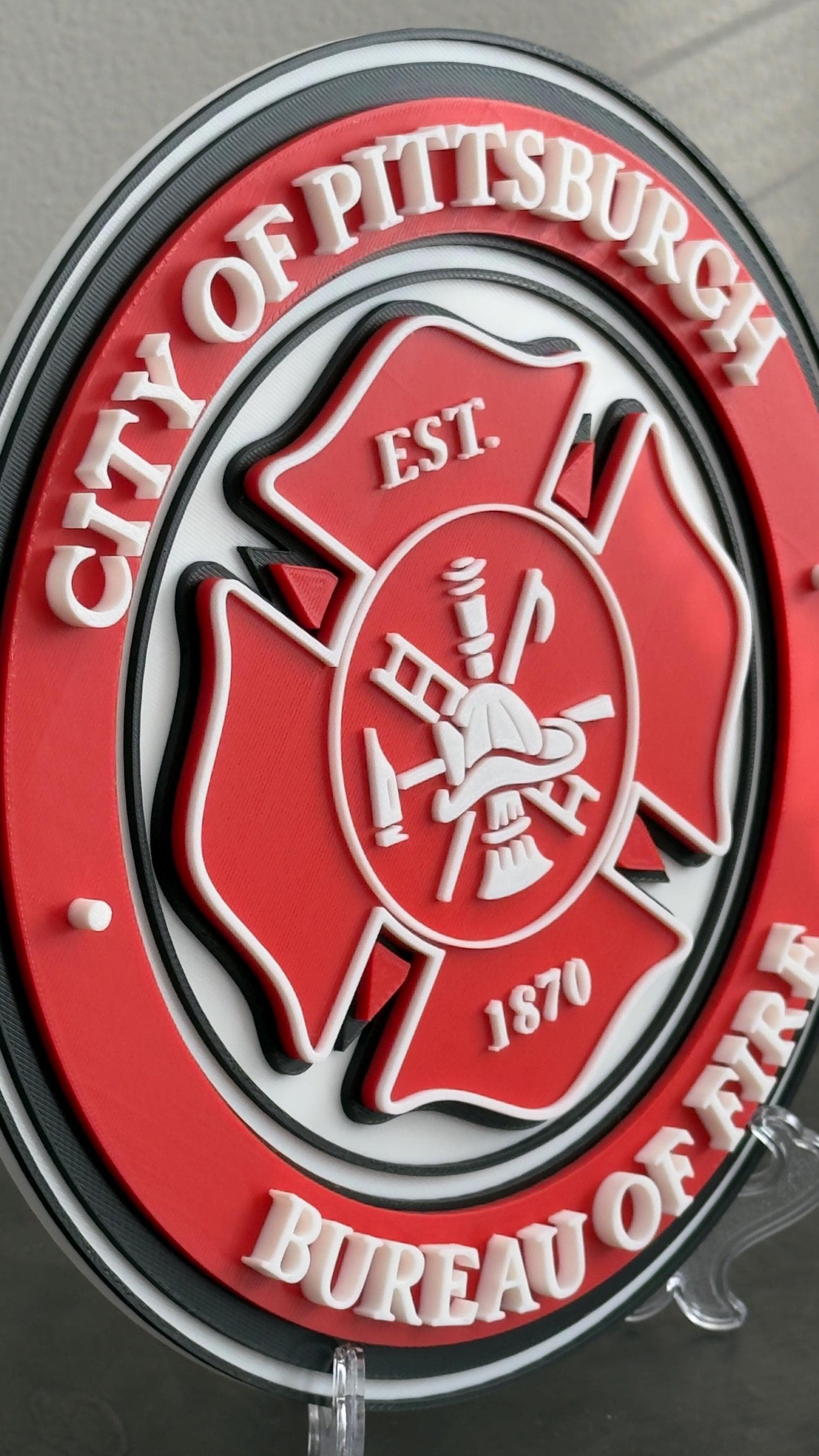 Pittsburgh Fire Department 3D Embossed Plaque: First Responder Wall Art Pennsylvania
