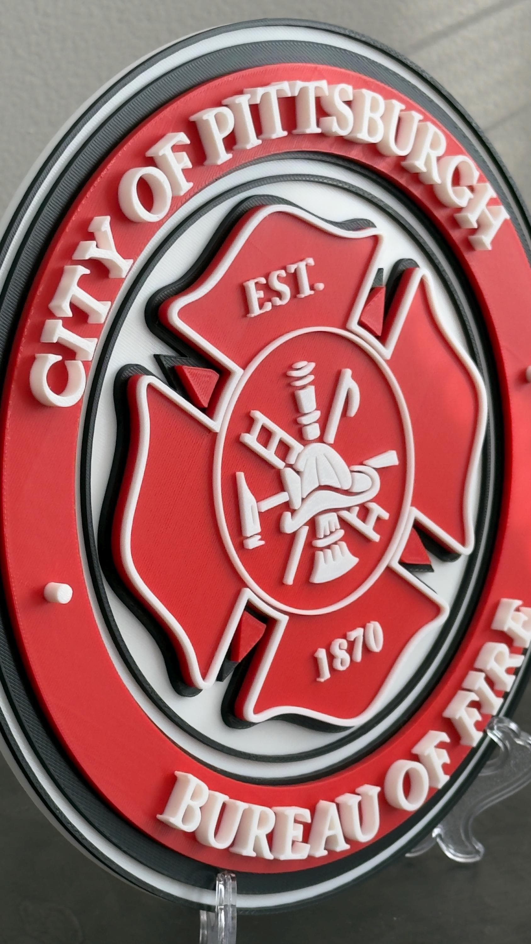 Pittsburgh Fire Department 3D Embossed Plaque: First Responder Wall Art Pennsylvania