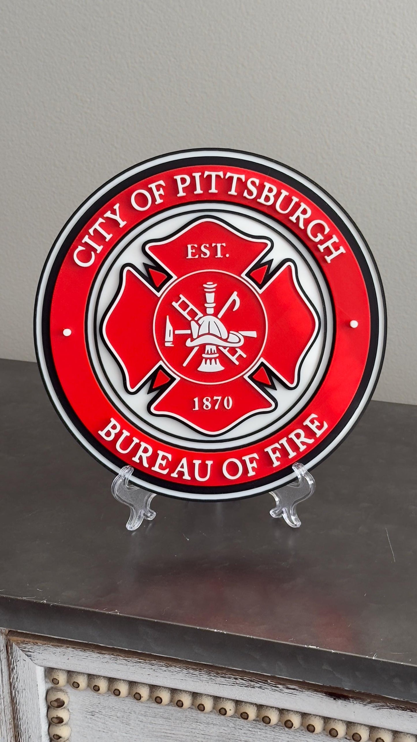 Pittsburgh Fire Department 3D Embossed Plaque: First Responder Wall Art Pennsylvania