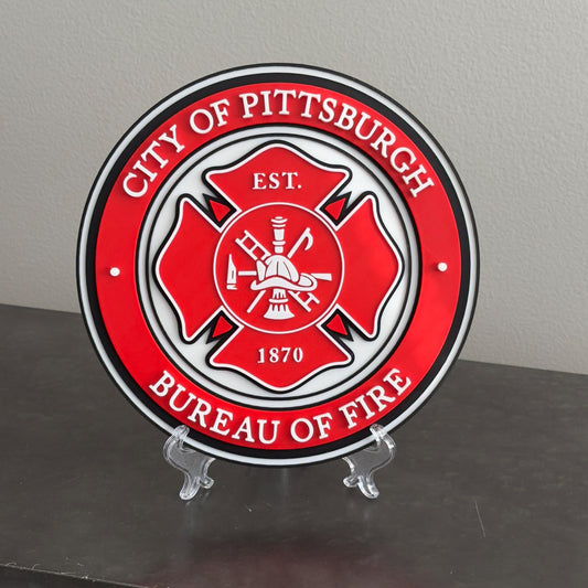 Pittsburgh Fire Department 3D Embossed Plaque: First Responder Wall Art Pennsylvania