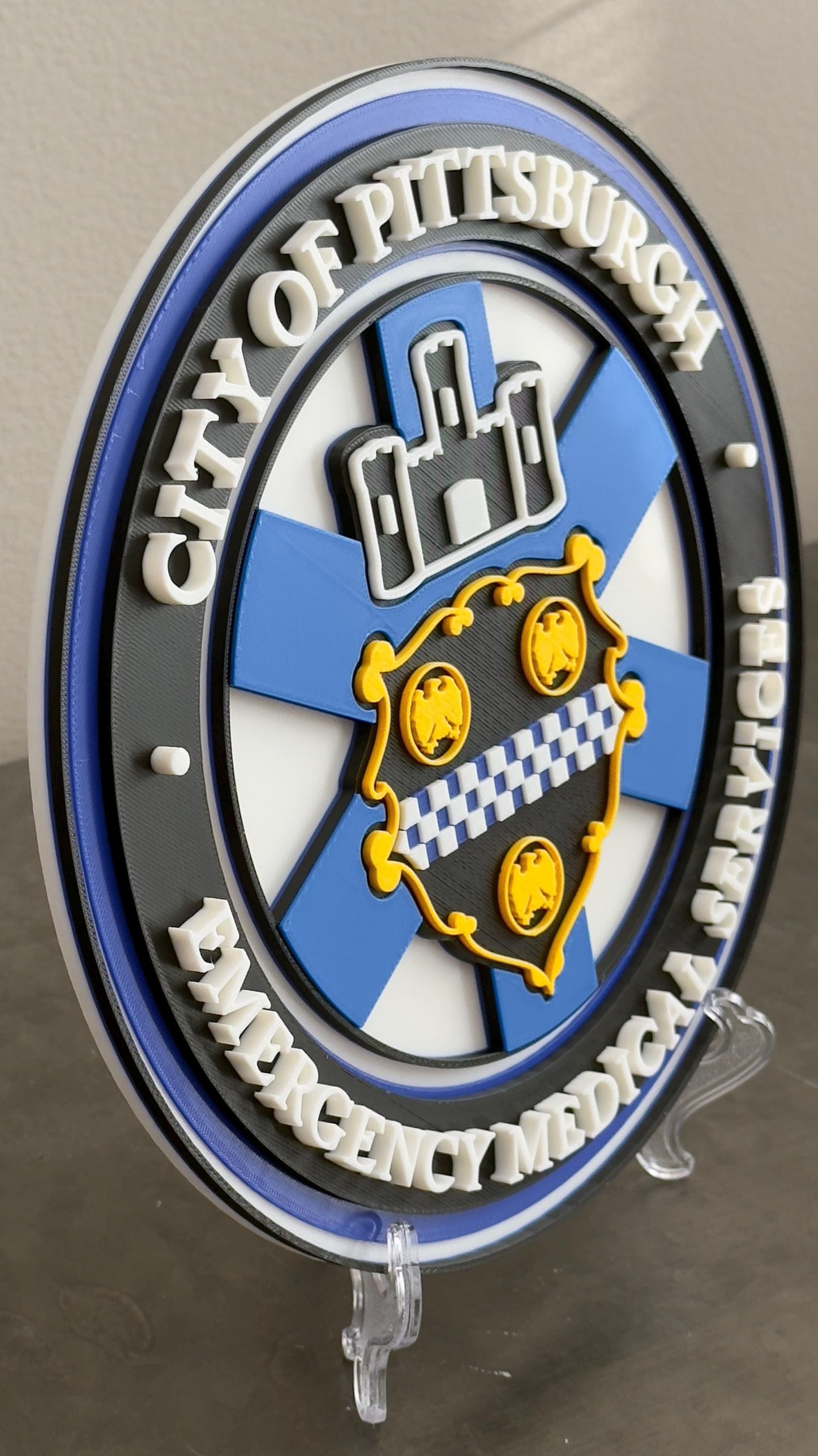 First Responder Plaque: Pittsburgh EMS 3D Embossed - Wall or Shelf Pennsylvania
