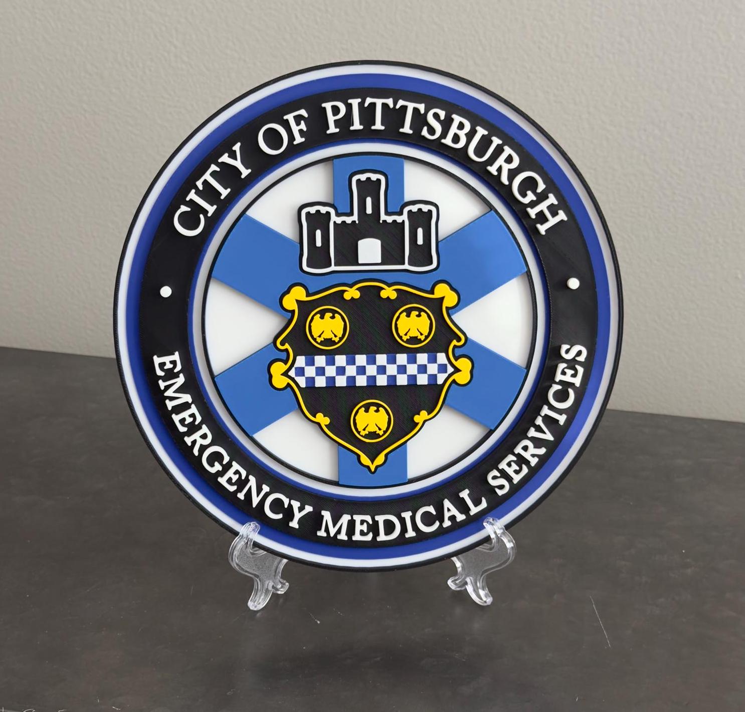 First Responder Plaque: Pittsburgh EMS 3D Embossed - Wall or Shelf Pennsylvania