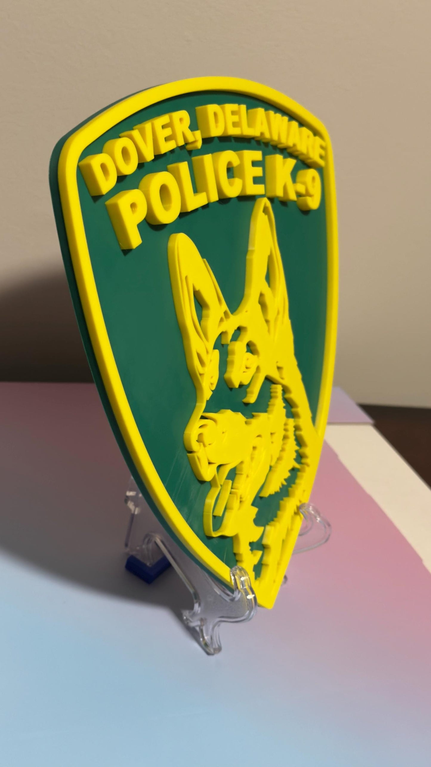 Dover Delaware Police K9 Logo 3D Embossed Plaque: First Responder Wall Art