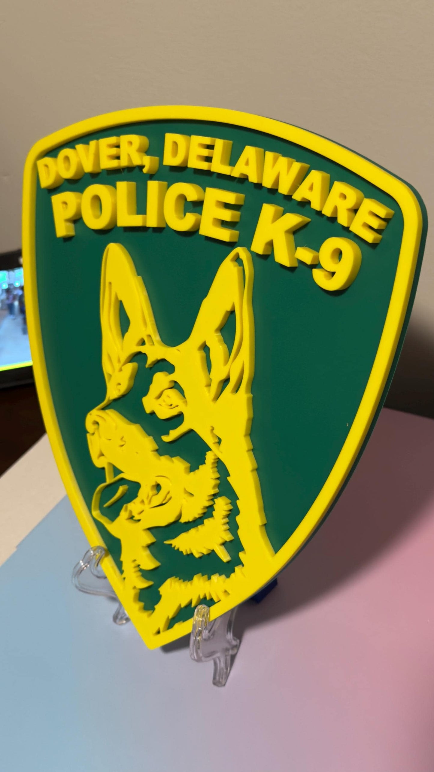 Dover Delaware Police K9 Logo 3D Embossed Plaque: First Responder Wall Art