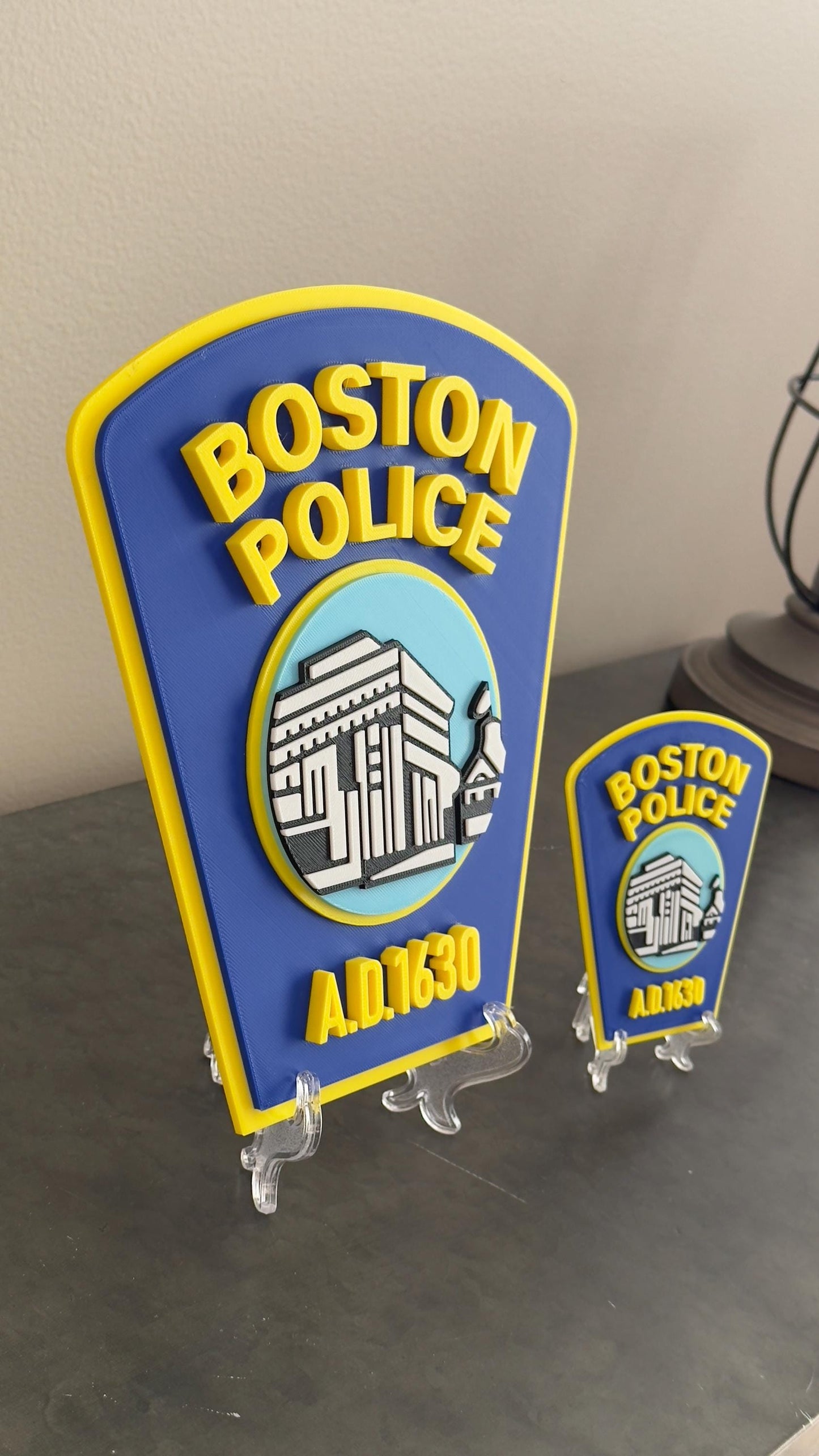 Boston Police Plaque: 3D Embossed Wall Art - First Responder Tribute Massachusetts