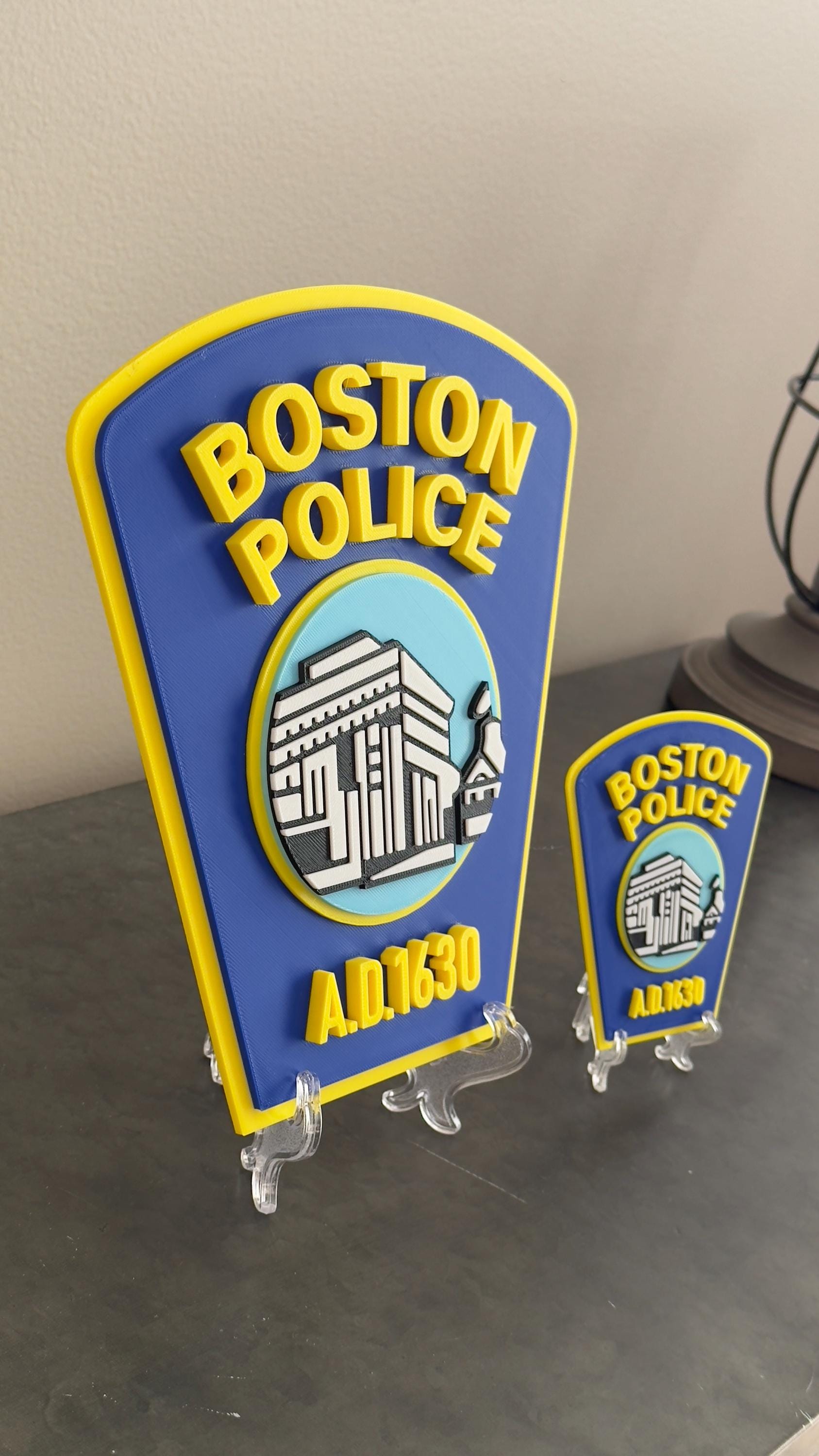 Boston Police Plaque: 3D Embossed Wall Art - First Responder Tribute Massachusetts