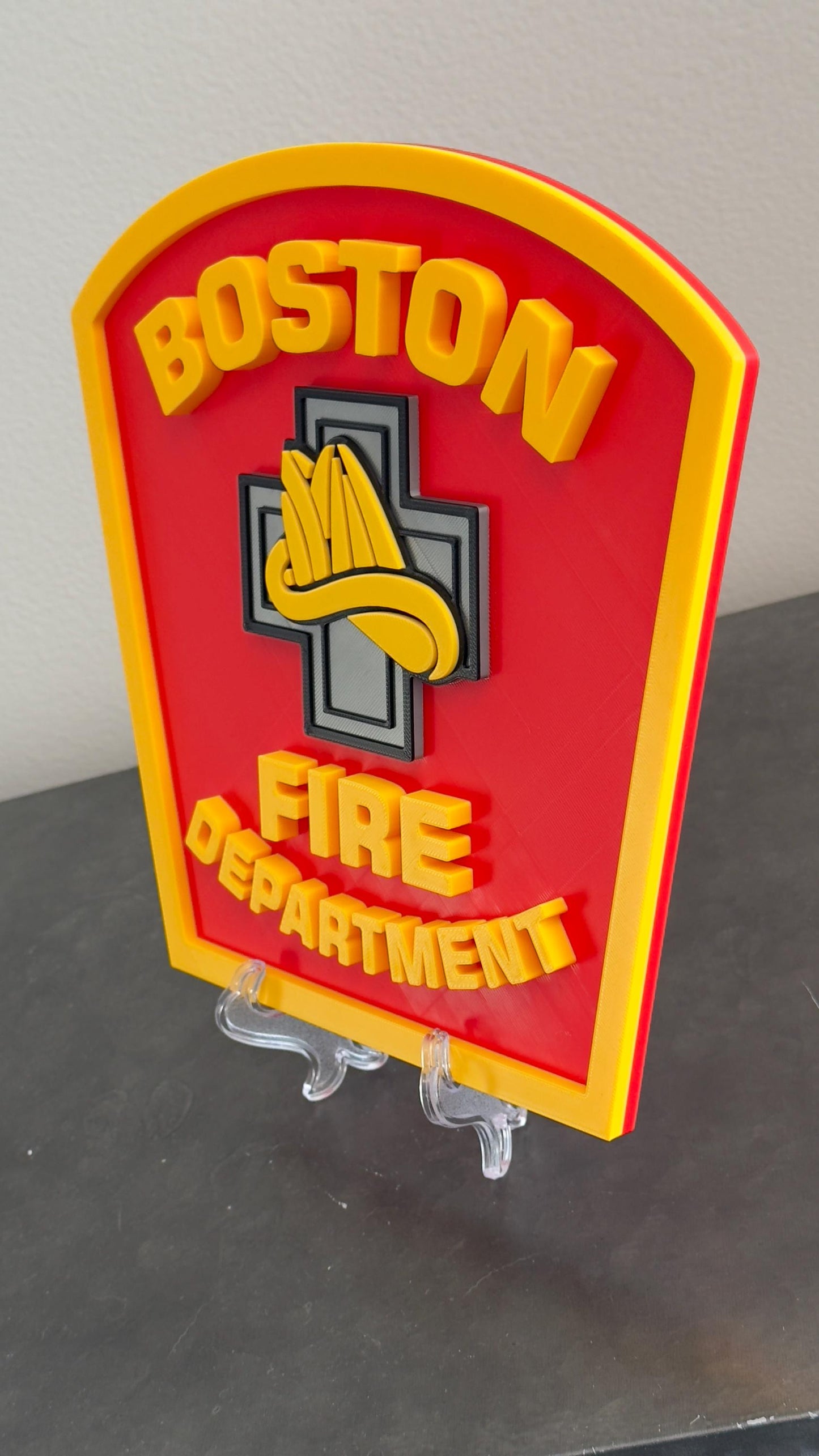 Boston Fire Department 3D Plaque, First Responder Wall Art MA Massachusetts