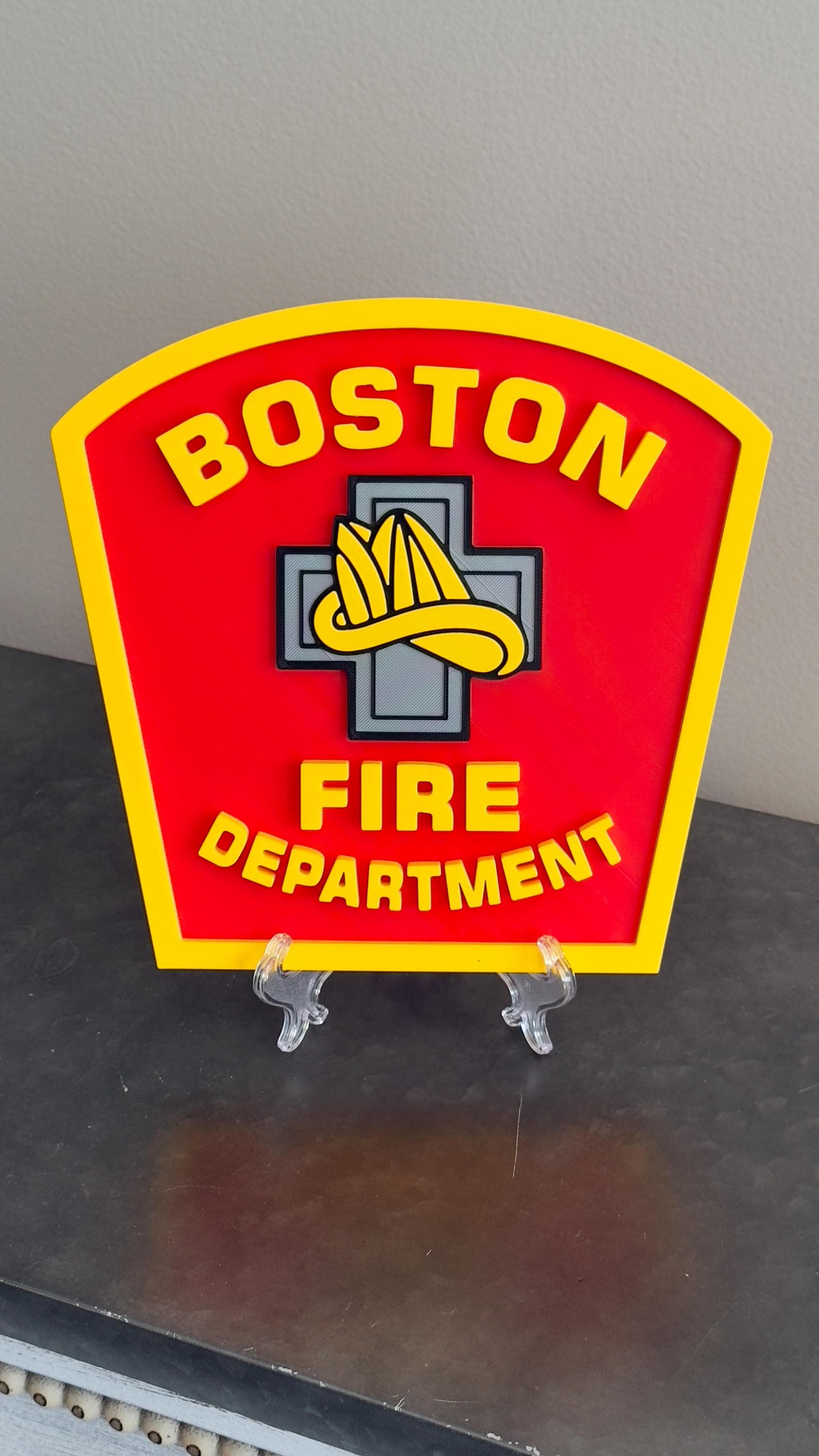 Boston Fire Department 3D Plaque, First Responder Wall Art MA Massachusetts
