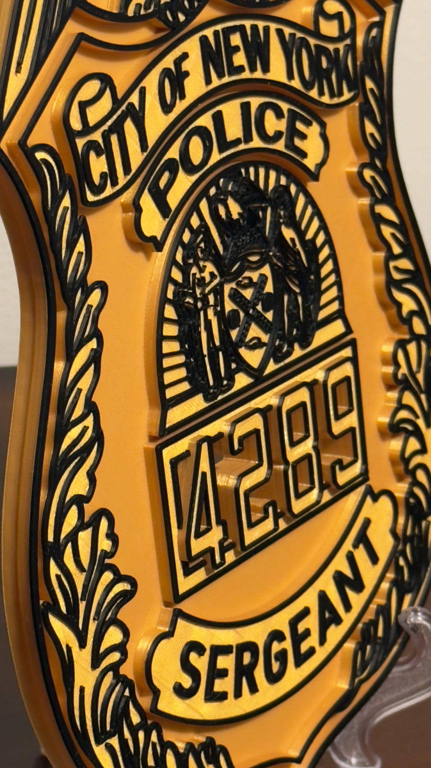NYPD Sergeant Shield: 3D Embossed NYC Police Plaque