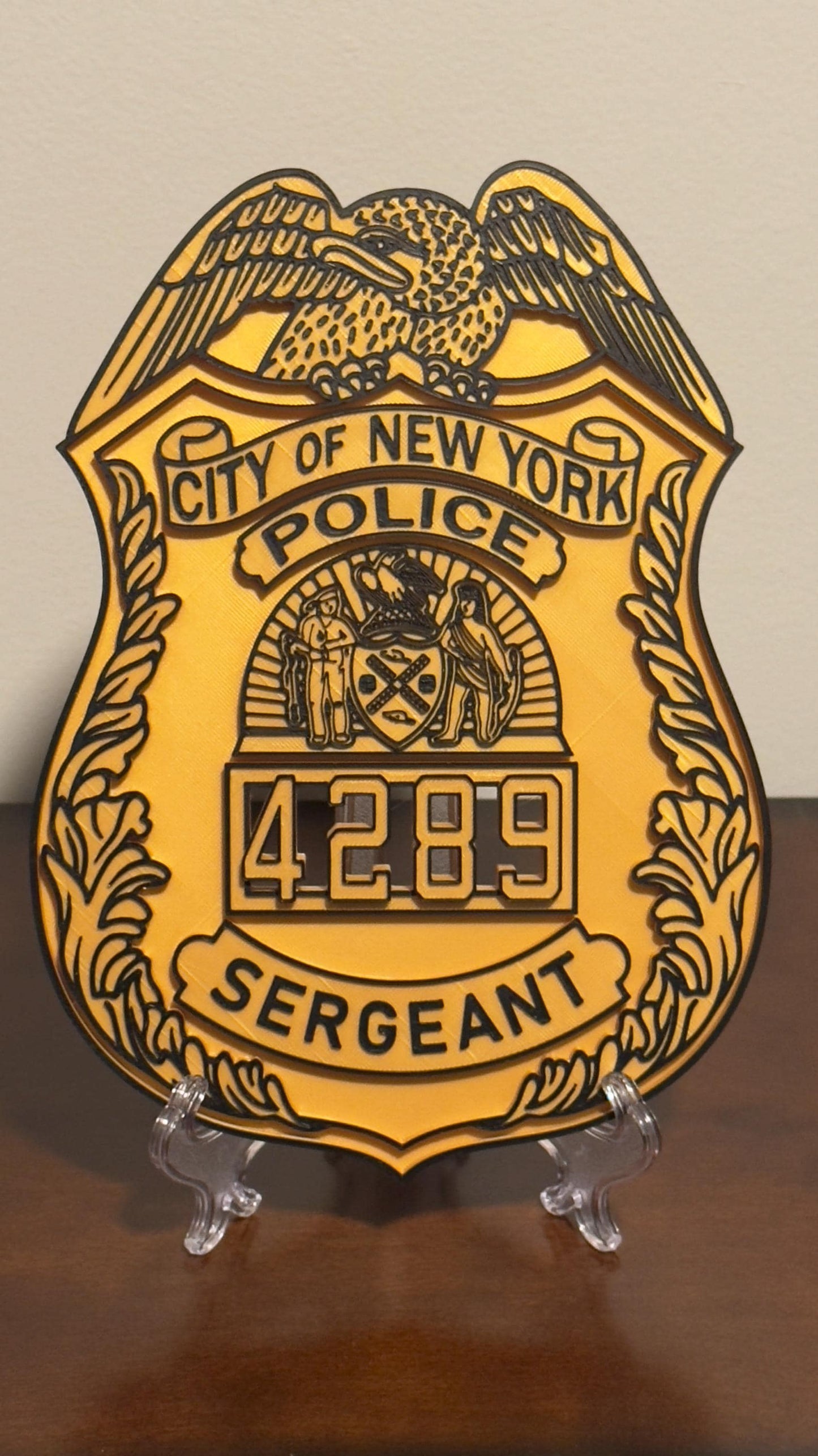 NYPD Sergeant Shield: 3D Embossed NYC Police Plaque