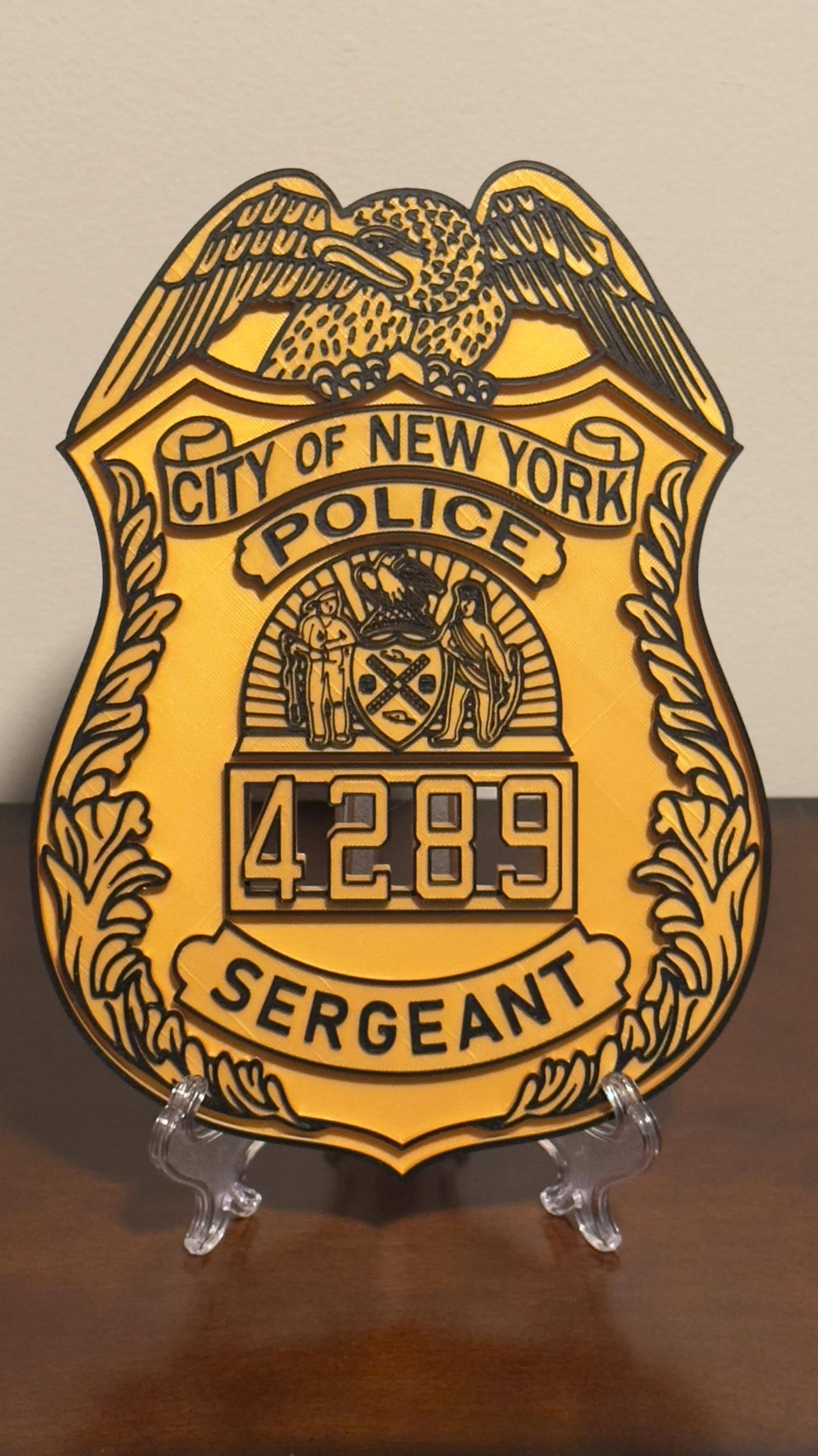 NYPD Sergeant Shield: 3D Embossed NYC Police Plaque