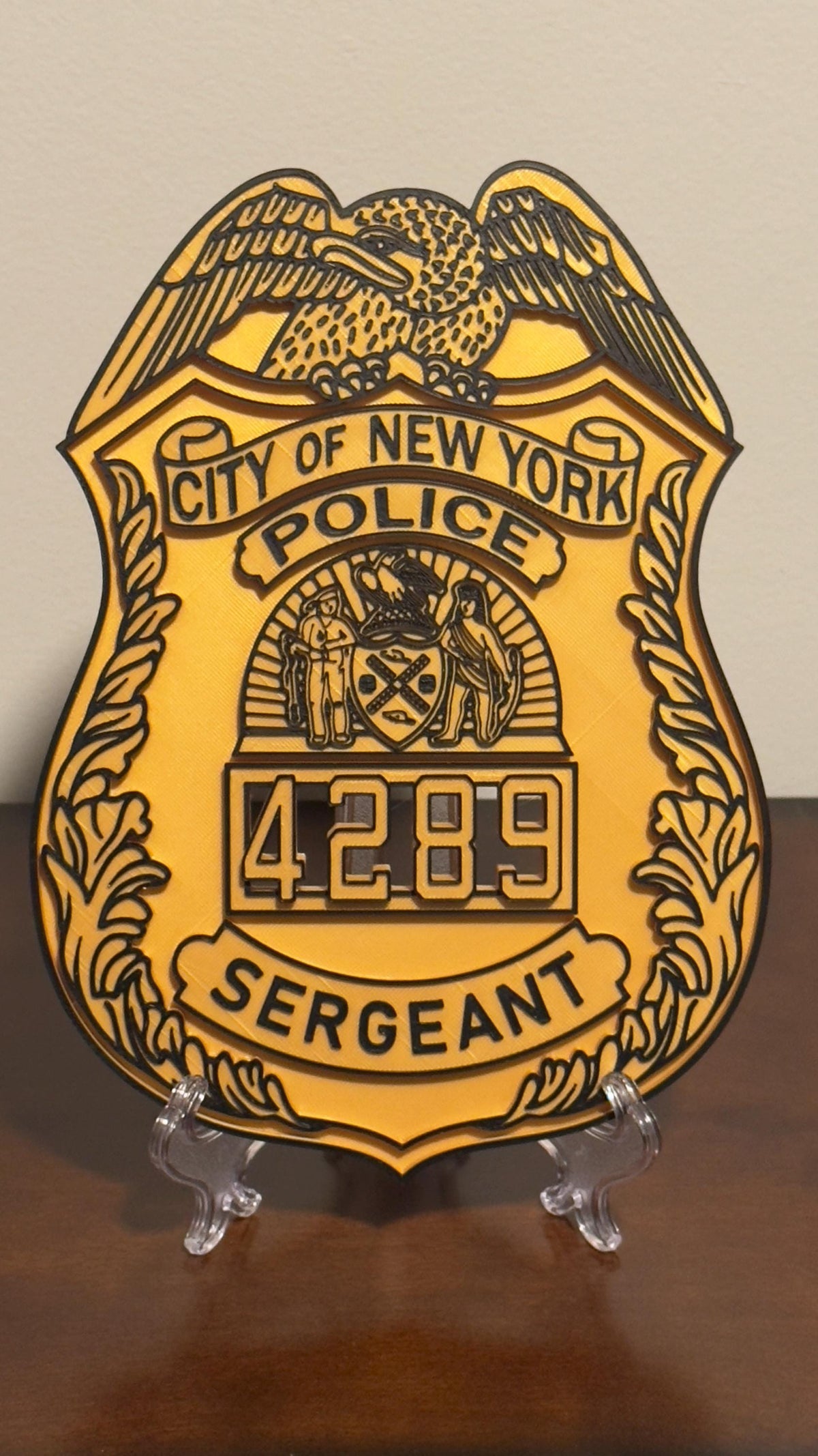 NYPD Sergeant Shield: 3D Embossed NYC Police Plaque