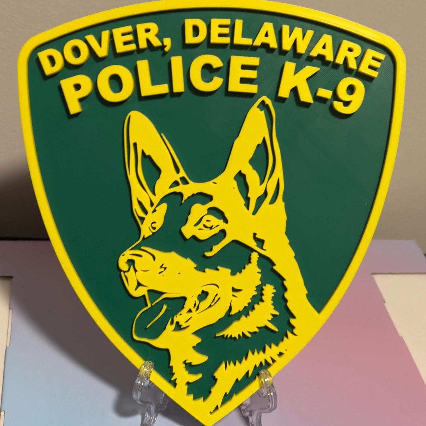 Dover Delaware Police K9 Logo 3D Embossed Plaque: First Responder Wall Art