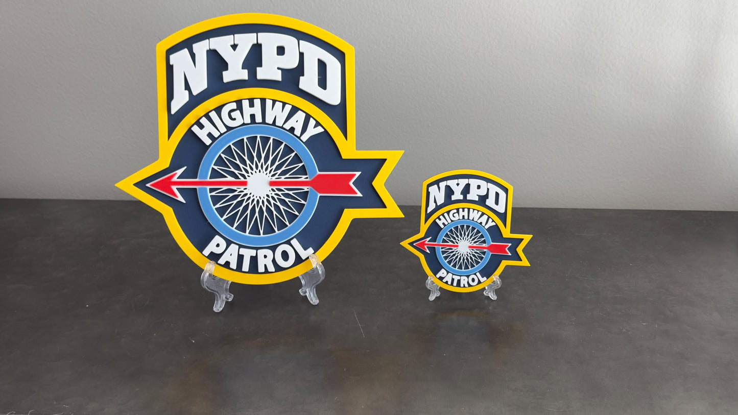 NYPD Highway Patrol 3D Embossed Plaque: NYC Police Wall Art