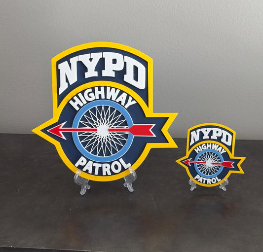 NYPD Highway Patrol 3D Embossed Plaque: NYC Police Wall Art
