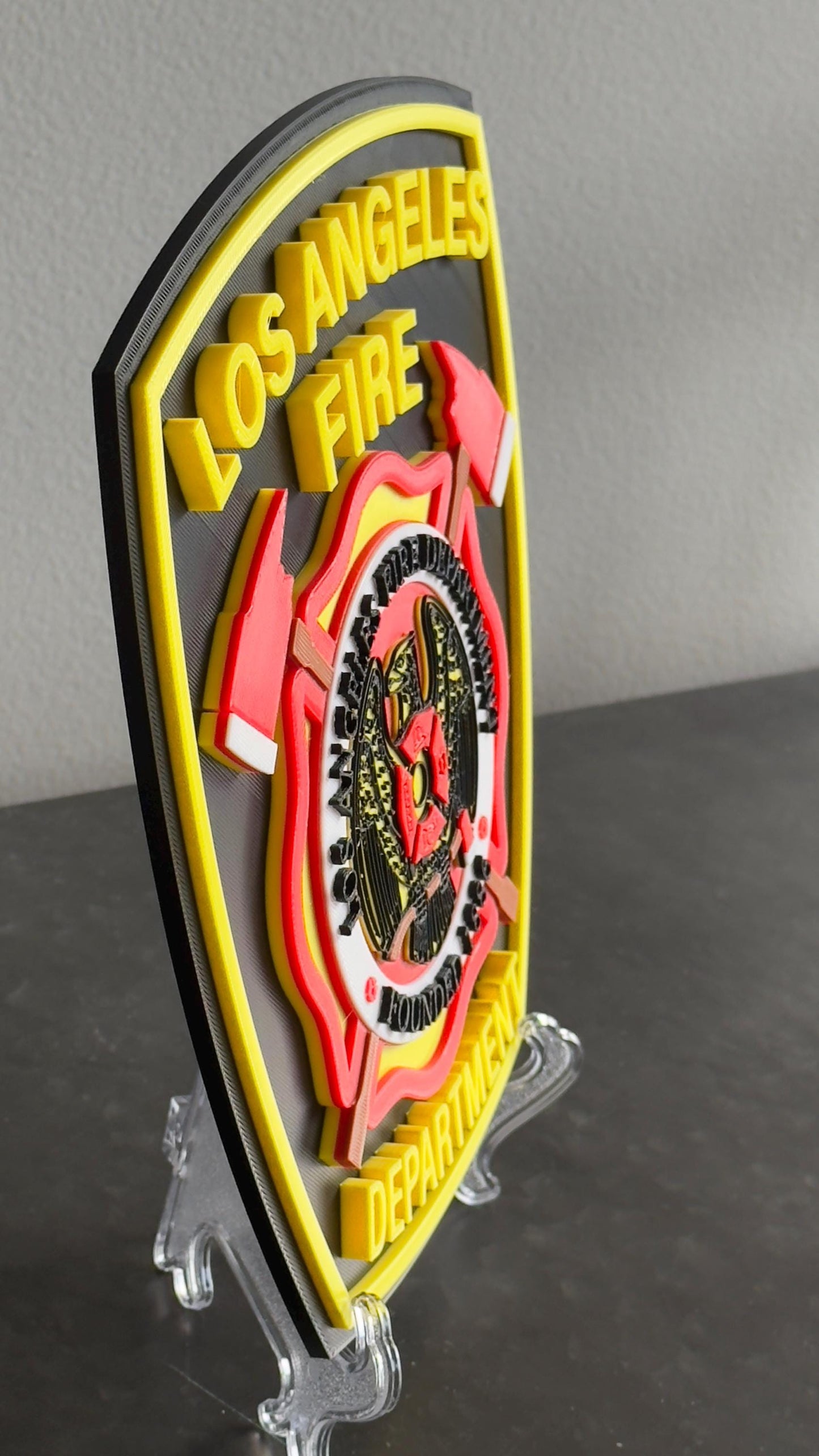 LA Fire Department 3D Embossed Plaque: First Responder Wall Art California