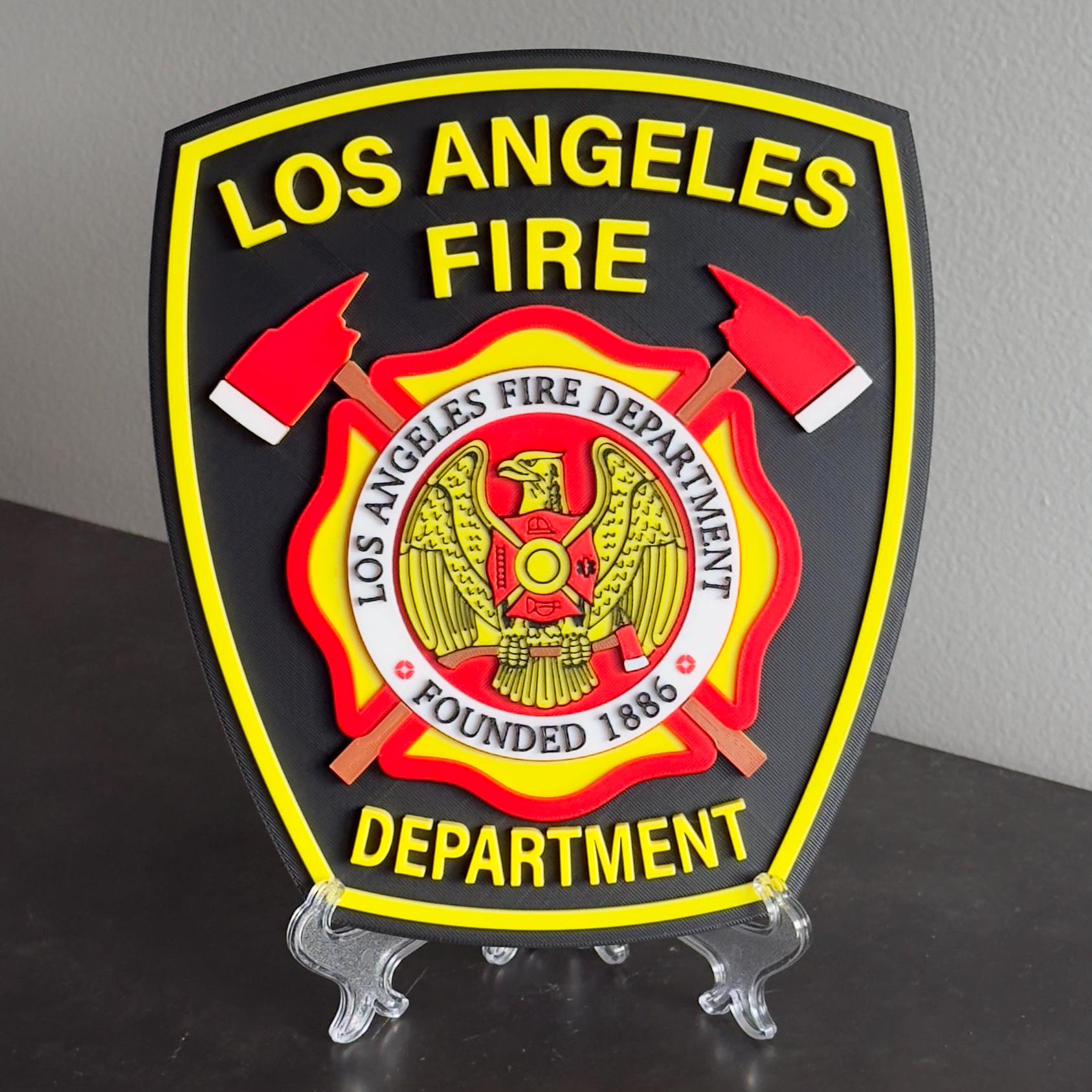 LA Fire Department 3D Embossed Plaque: First Responder Wall Art California