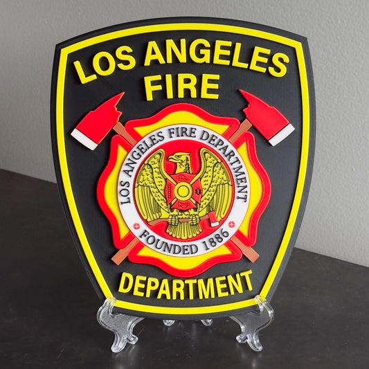 LA Fire Department 3D Embossed Plaque: First Responder Wall Art California