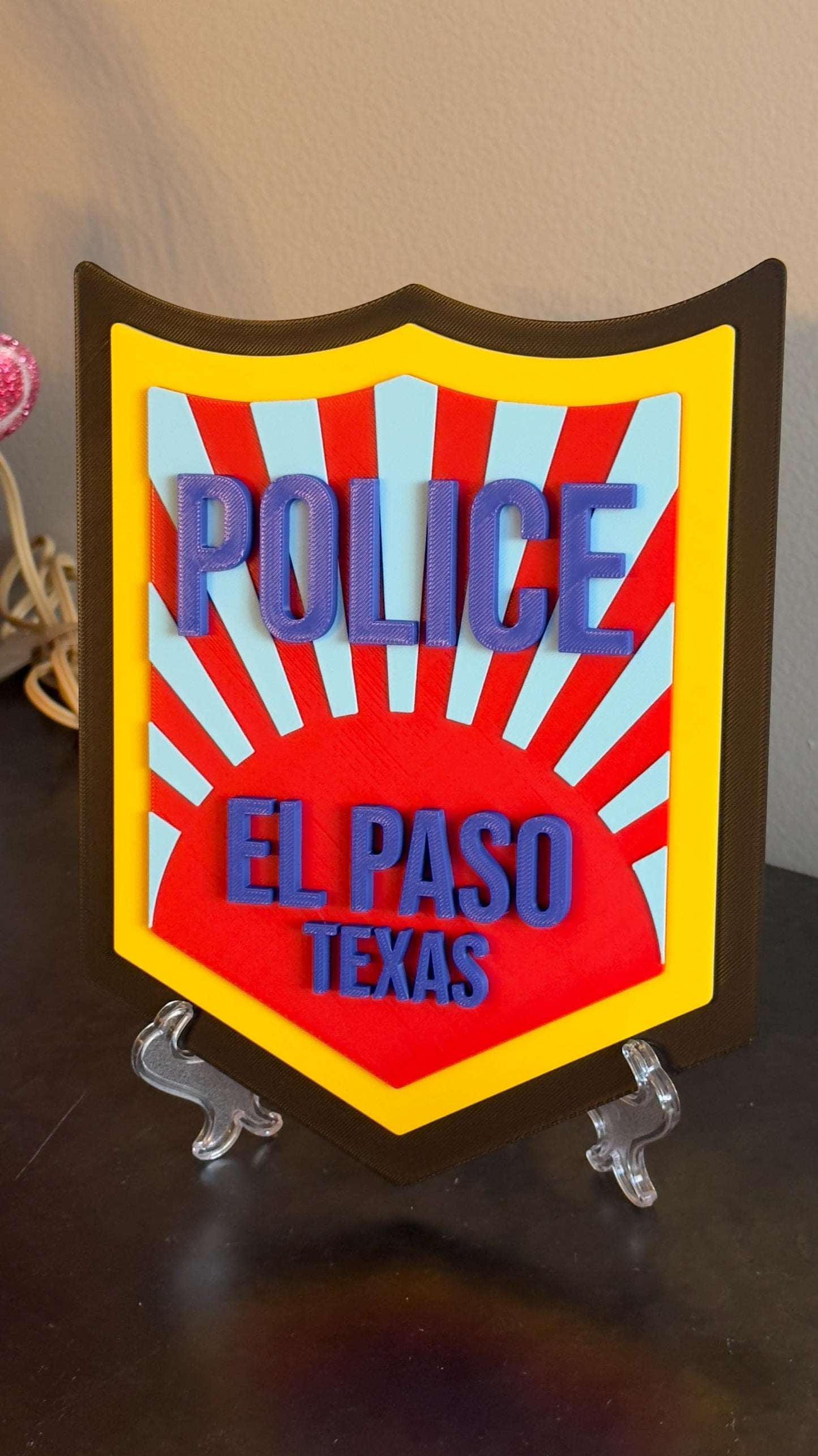 El Paso Police Department 3D Embossed Plaque - First Responder Wall Art Police Gift Texas