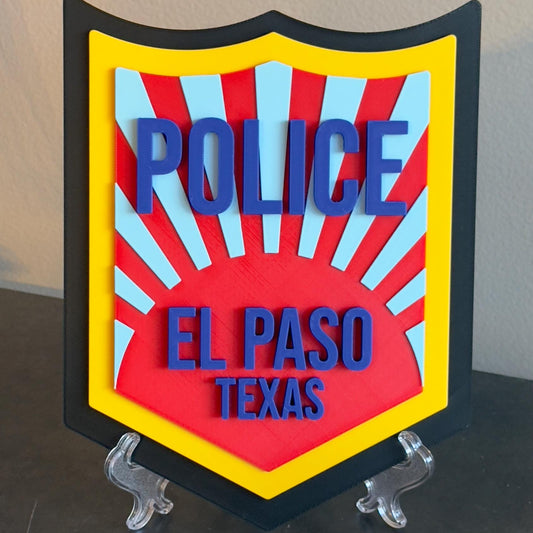 El Paso Police Department 3D Embossed Plaque - First Responder Wall Art Police Gift Texas