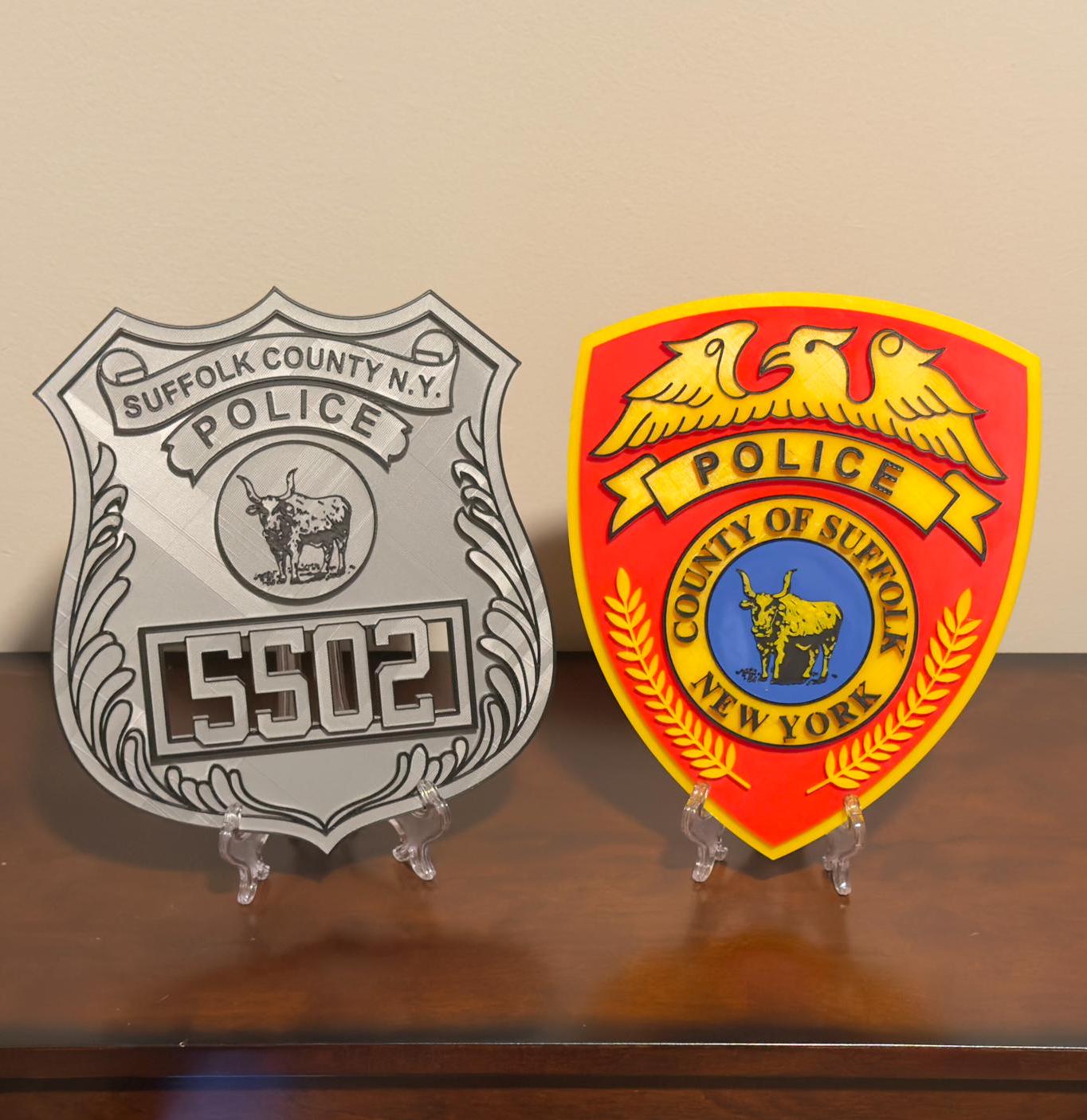 Suffolk County Police Officer Shield: 3D Embossed Display Plaque New York