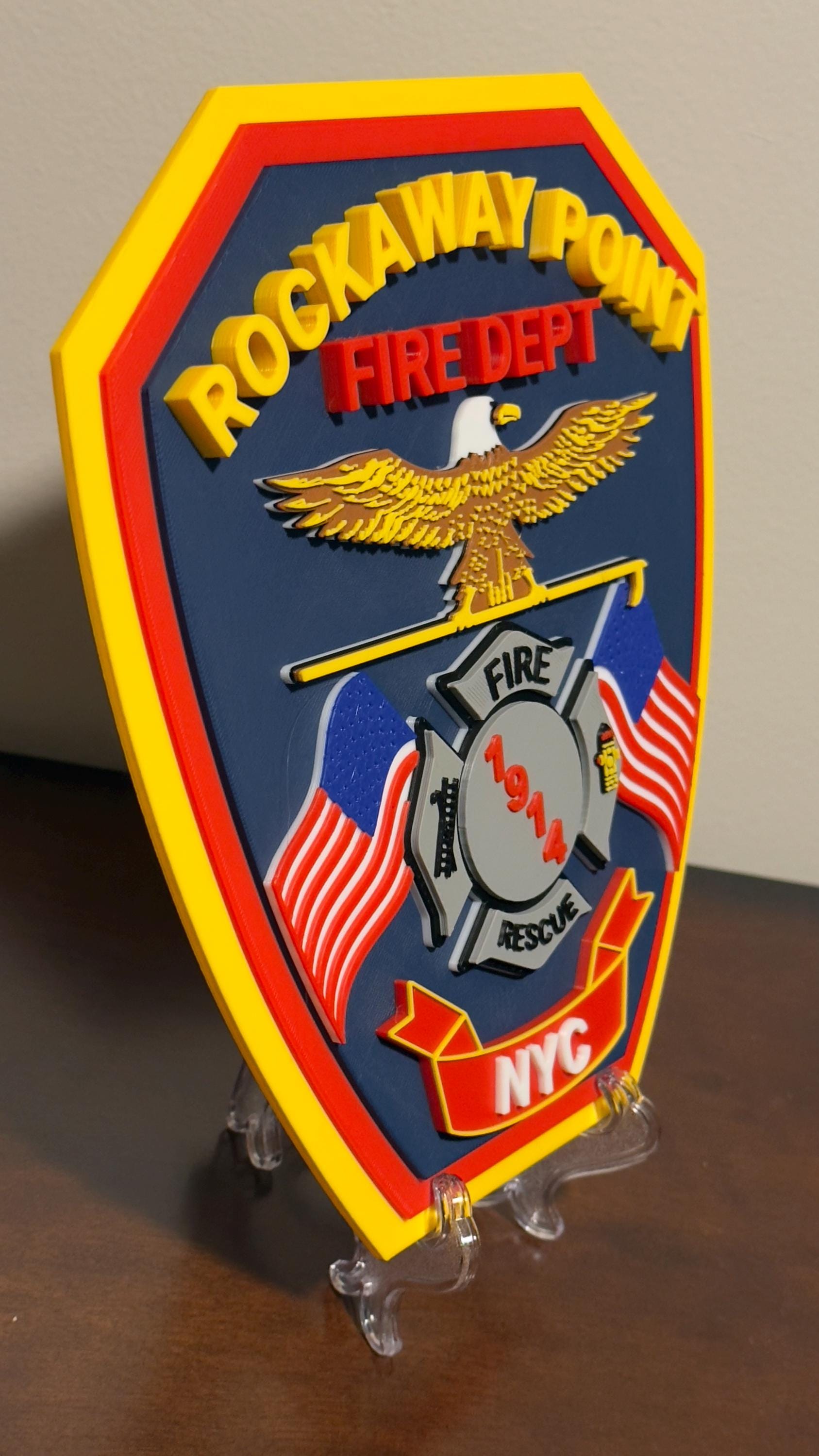 Rockaway Point Fire Department 3D Plaque: First Responder Wall Art