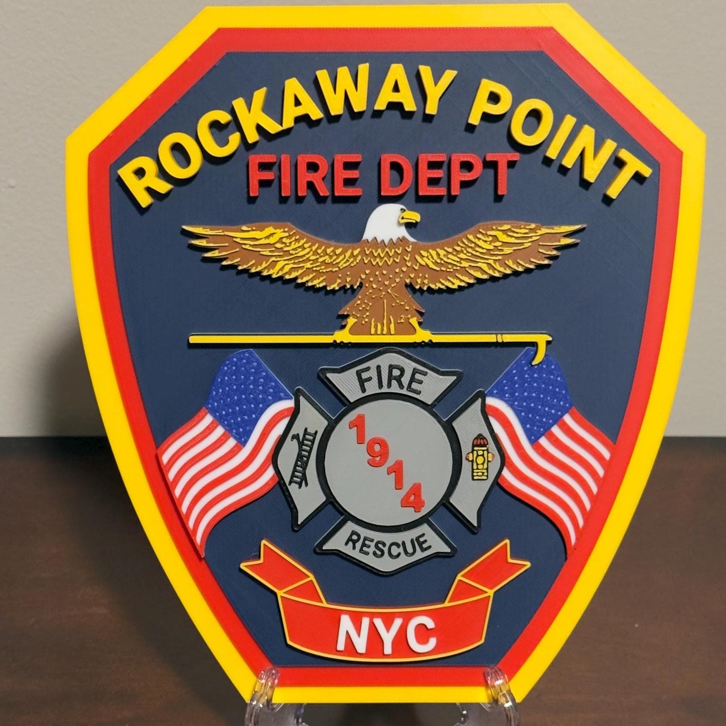 Rockaway Point Fire Department 3D Plaque: First Responder Wall Art