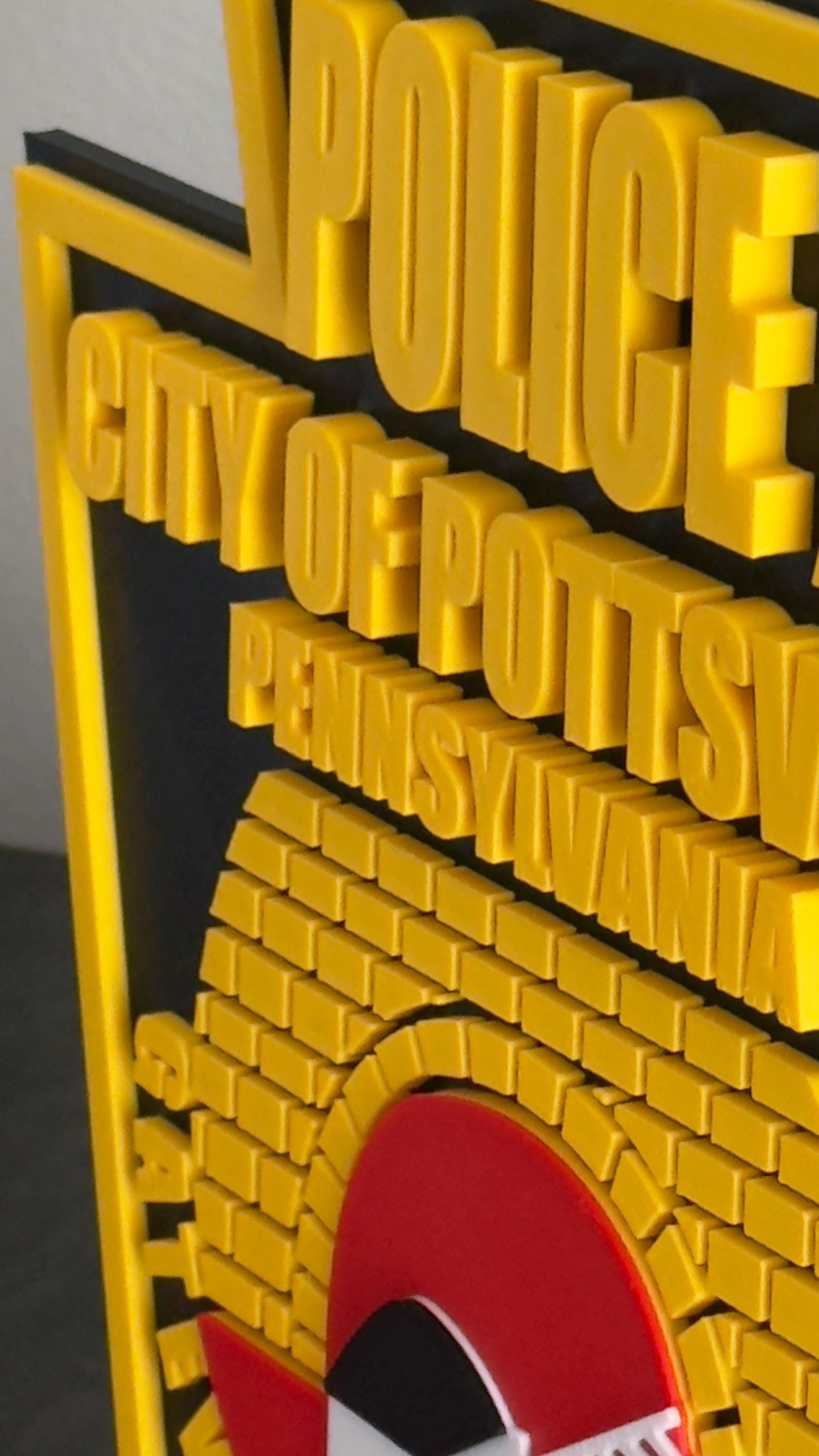 Pottsville Police Department Logo Plaque: 3D Embossed First Responder Wall Art Pennsylvania