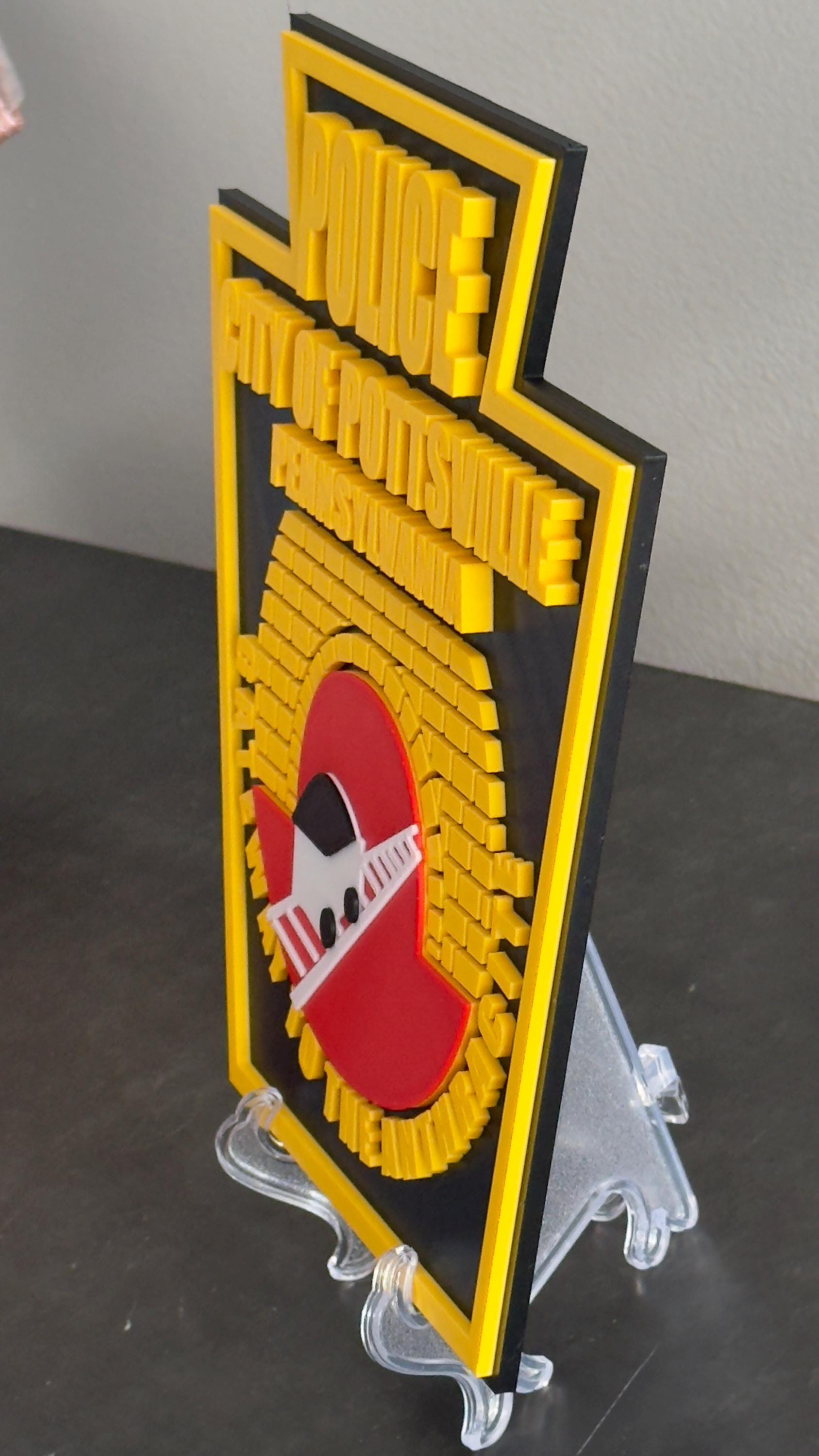 Pottsville Police Department Logo Plaque: 3D Embossed First Responder Wall Art Pennsylvania