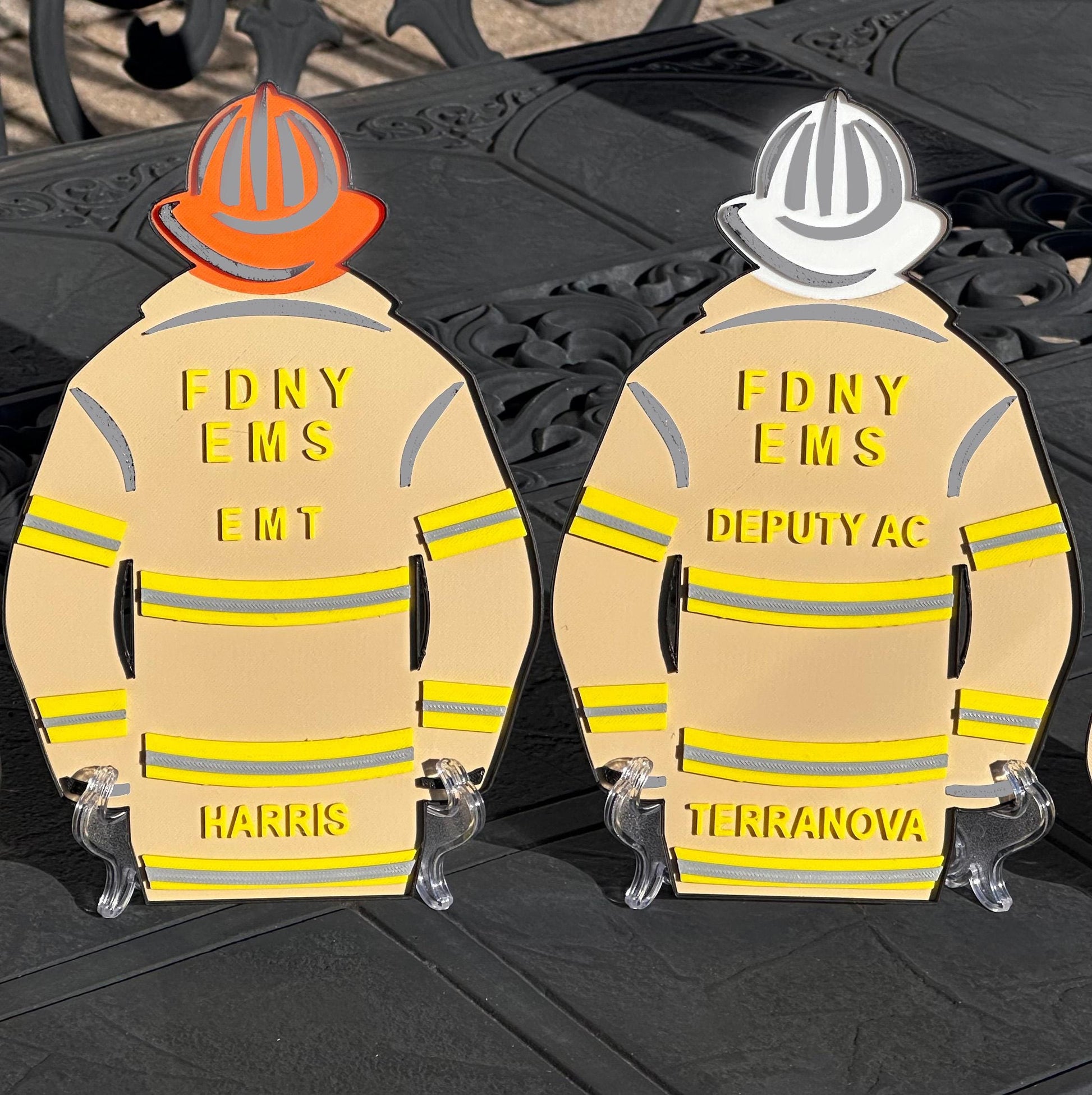 FDNY Turnout Coat 3D Display Plaque: NYC Firefighter Memorabilia Bunker Gear