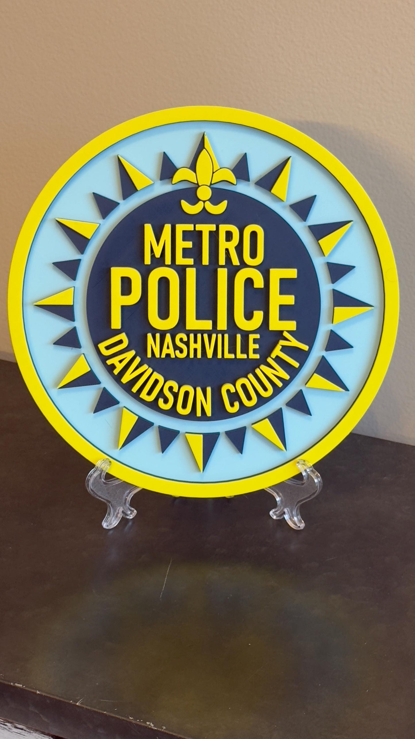 Nashville Metro Police 3D Embossed Plaque: First Responder Wall Art Tennessee