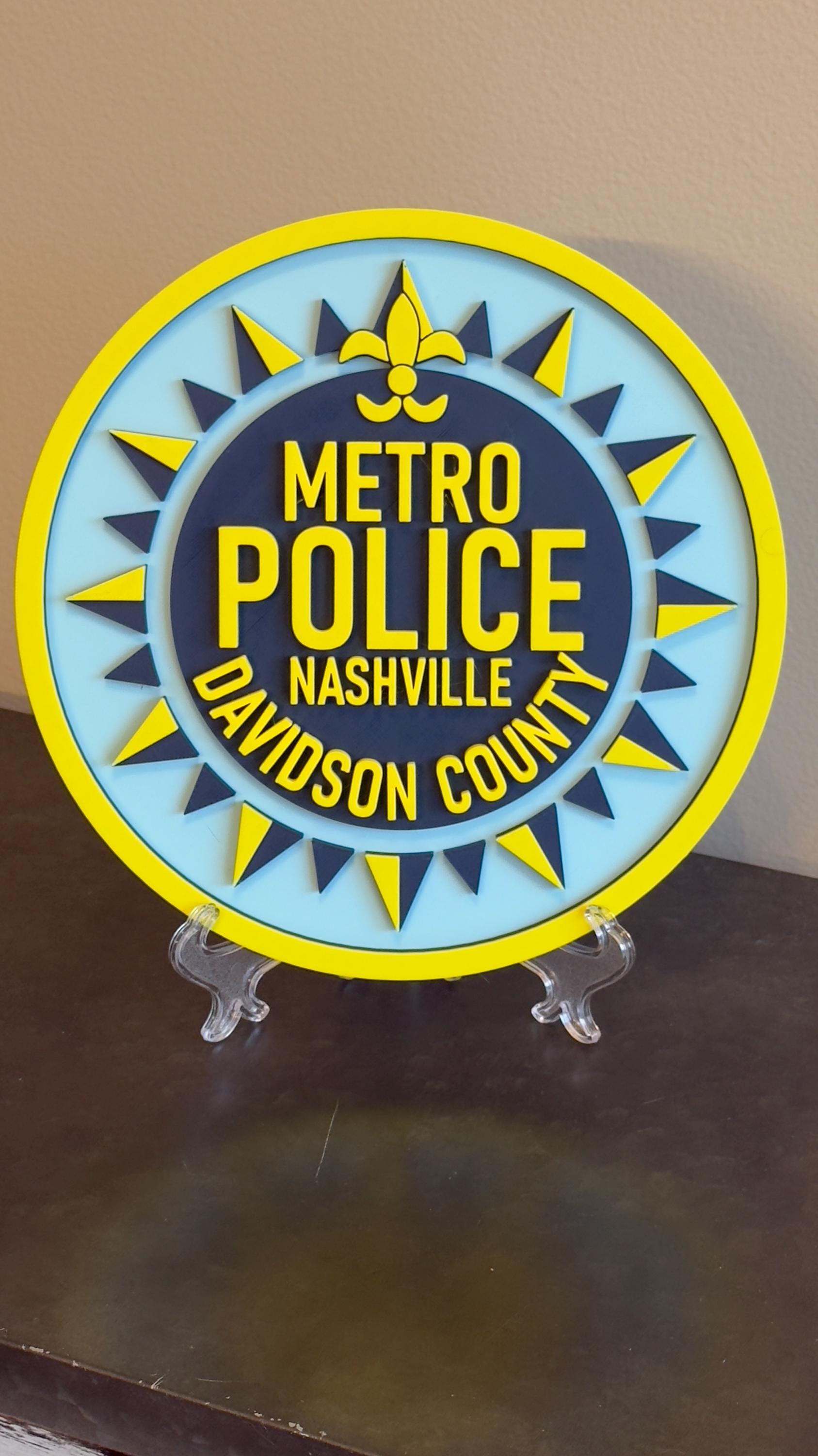 Nashville Metro Police 3D Embossed Plaque: First Responder Wall Art Tennessee