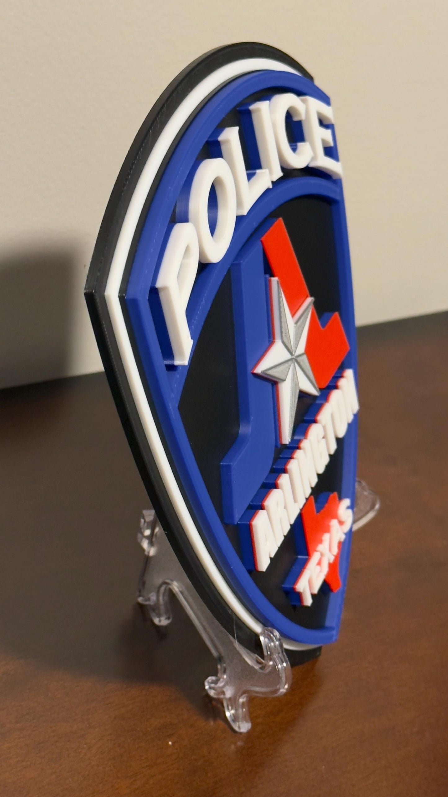 Police Wall Plaque: Arlington Texas 3D Embossed - First Responder Tribute