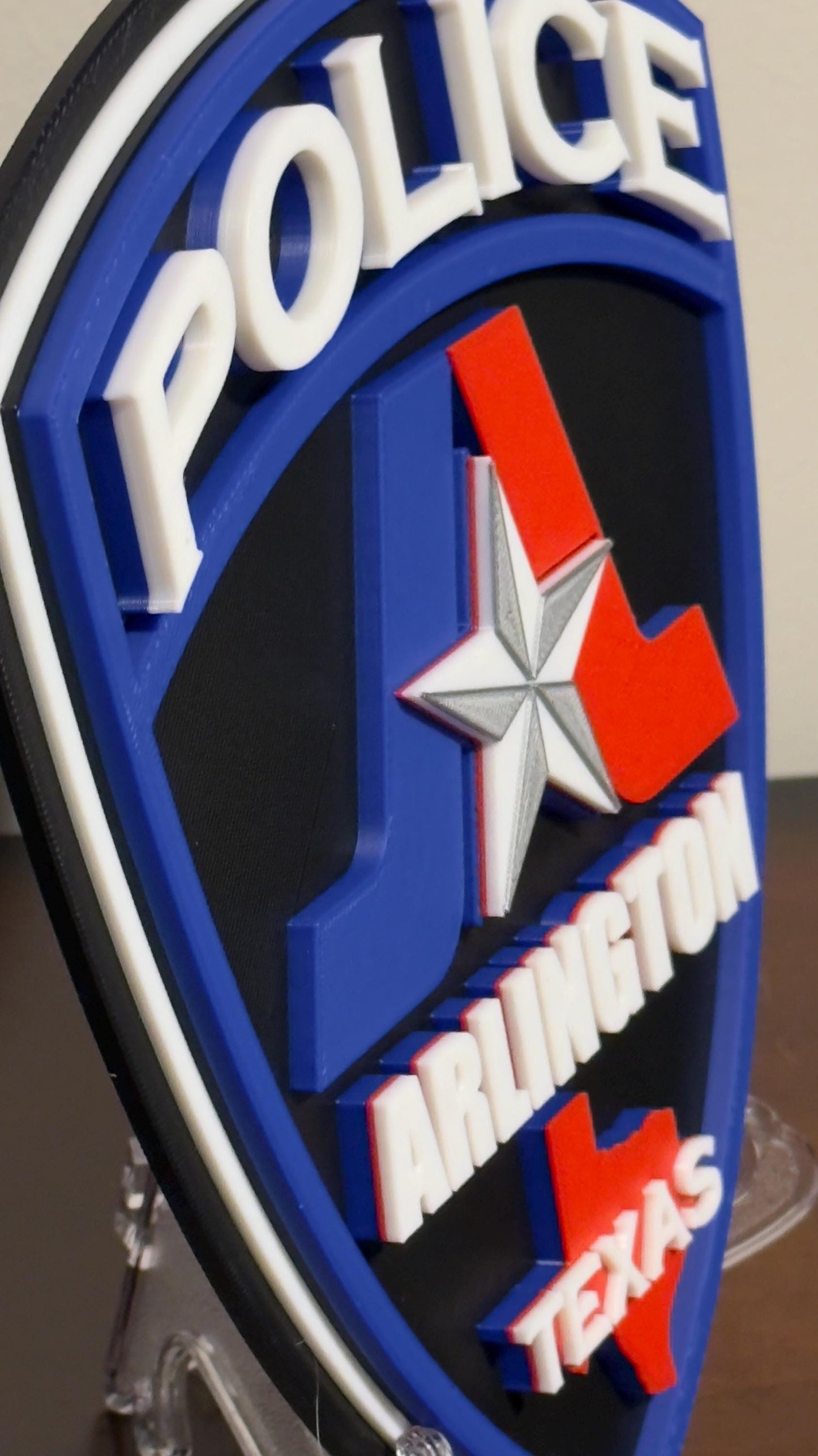 Police Wall Plaque: Arlington Texas 3D Embossed - First Responder Tribute