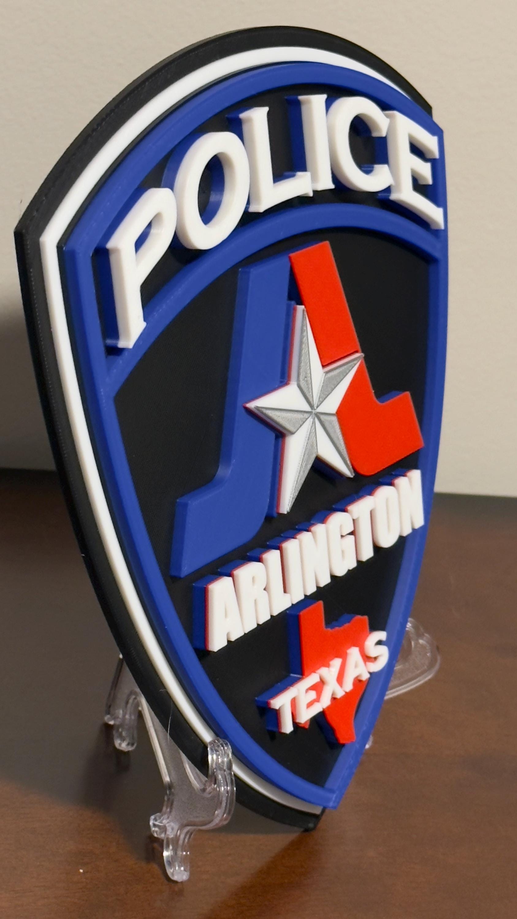 Police Wall Plaque: Arlington Texas 3D Embossed - First Responder Tribute