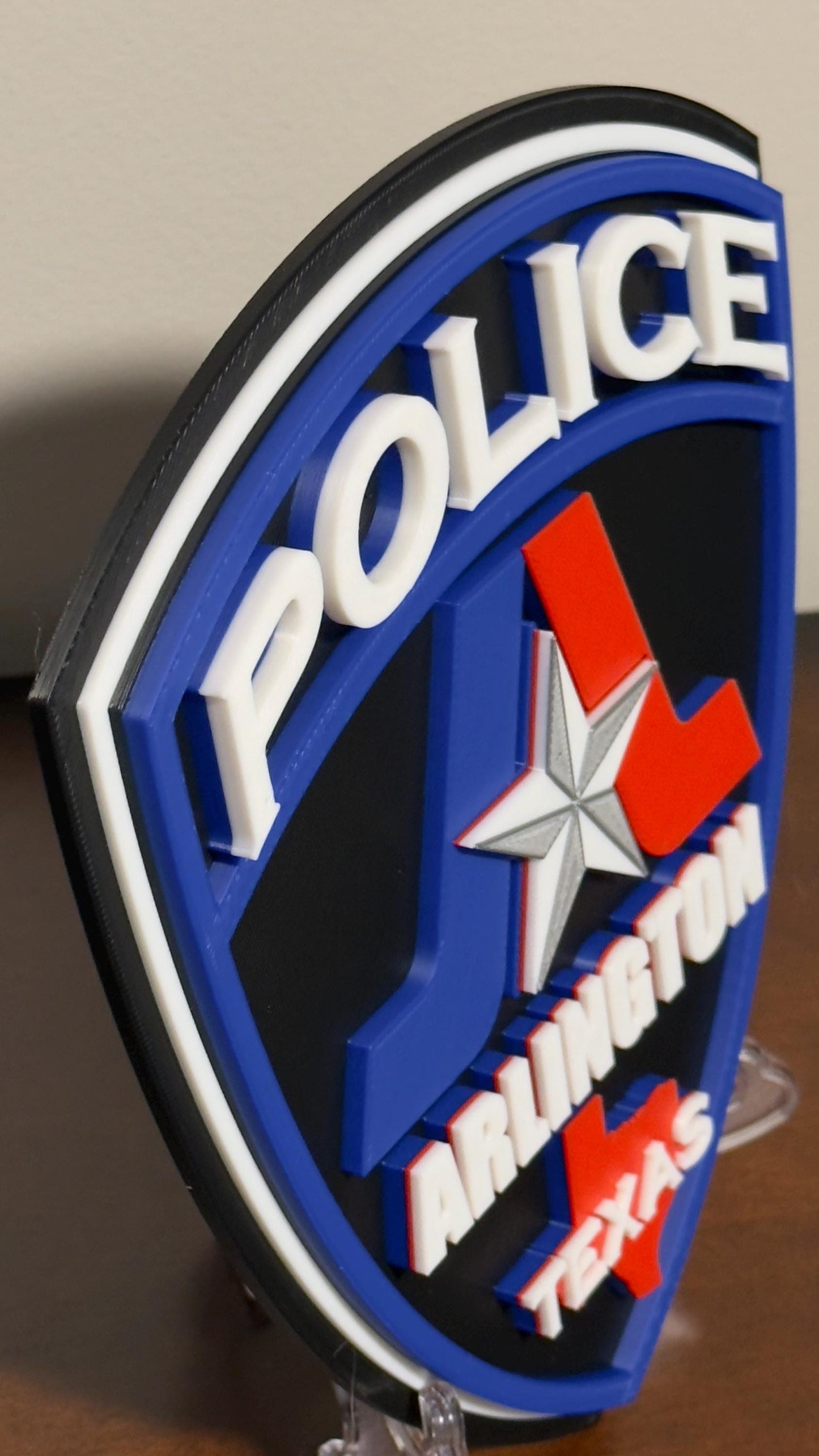 Police Wall Plaque: Arlington Texas 3D Embossed - First Responder Tribute