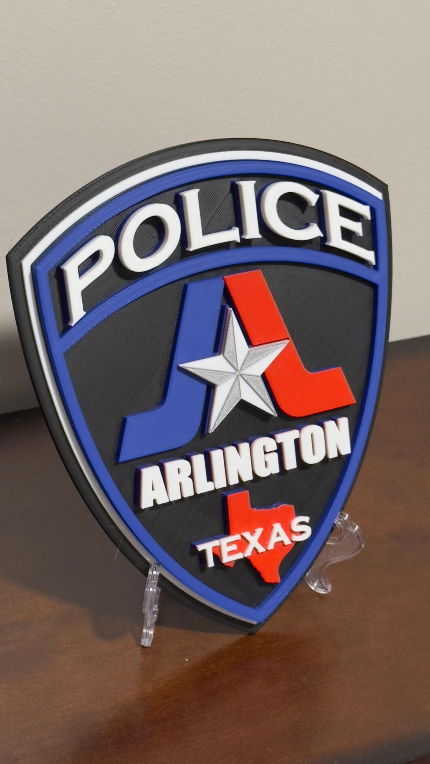 Police Wall Plaque: Arlington Texas 3D Embossed - First Responder Tribute