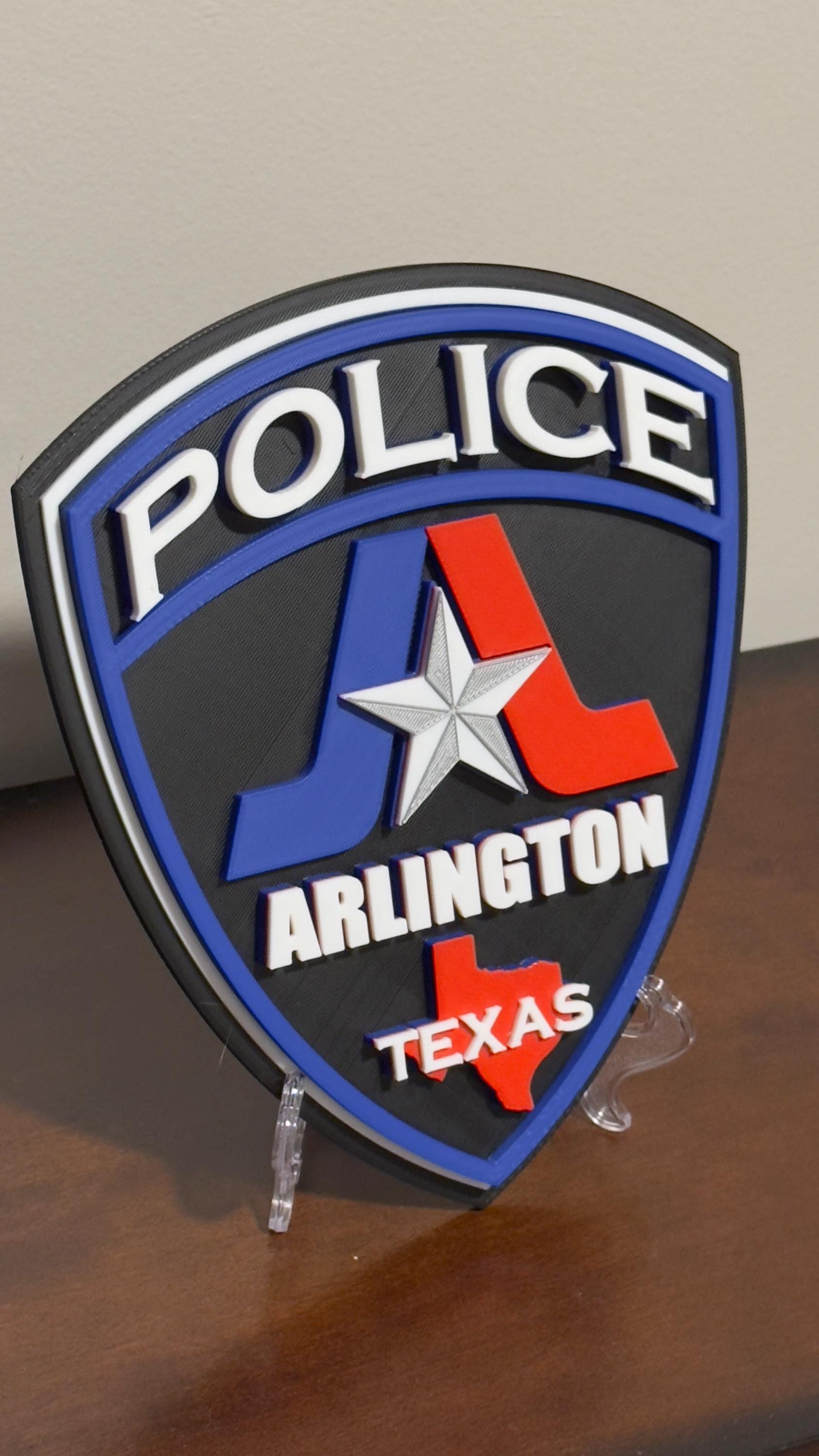 Police Wall Plaque: Arlington Texas 3D Embossed - First Responder Tribute